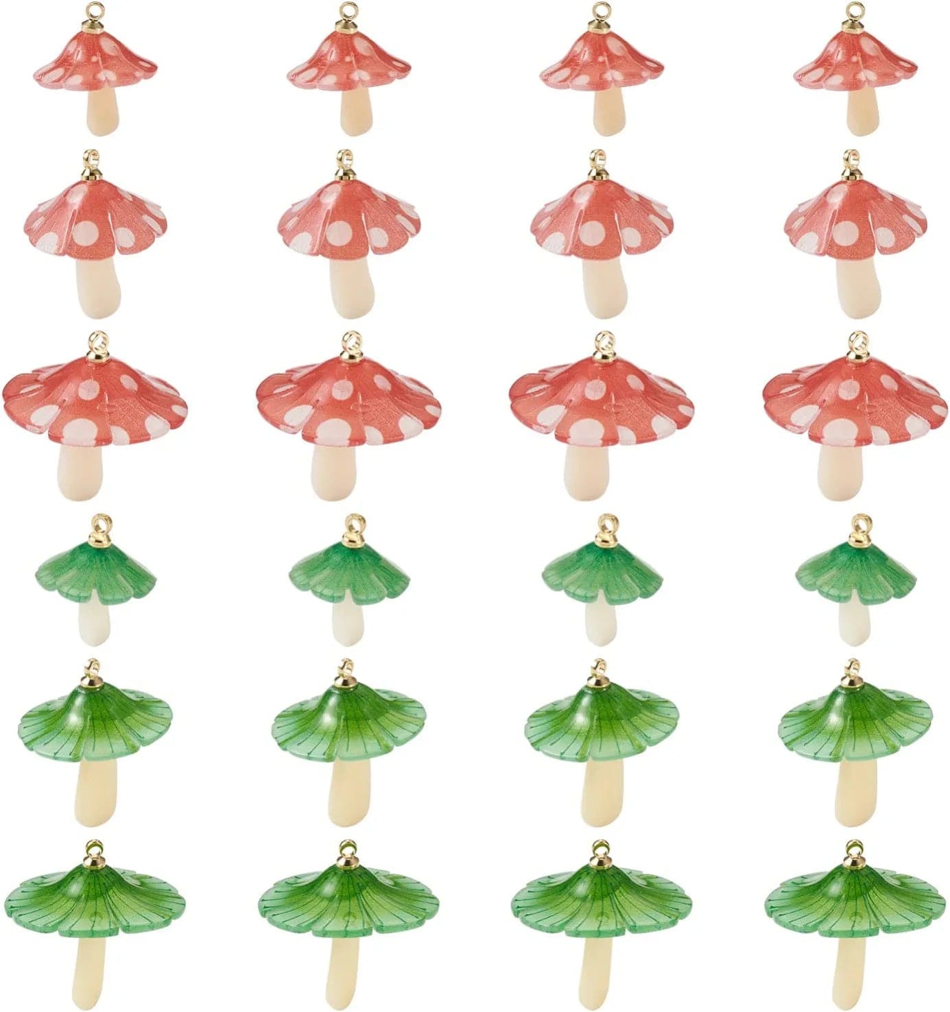 36Pcs Colorful Butterfly Dragonfly Pendants Plastic Insect Animal Flat Back Charms Connectors Embellishment for Jewelry Crafts Making 2 Colors-Mushroom
