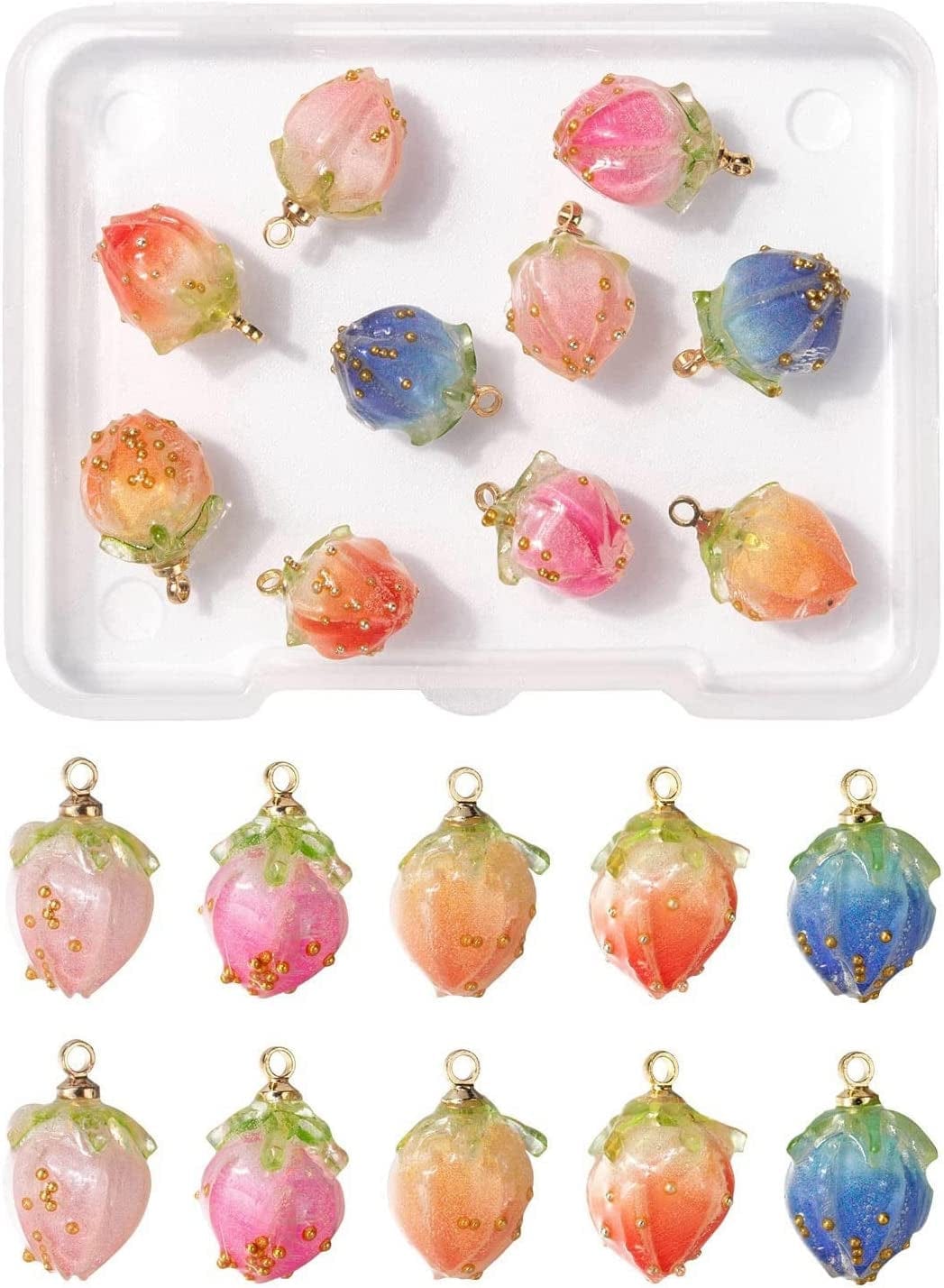 36Pcs Colorful Butterfly Dragonfly Pendants Plastic Insect Animal Flat Back Charms Connectors Embellishment for Jewelry Crafts Making 5 Colors-Flower