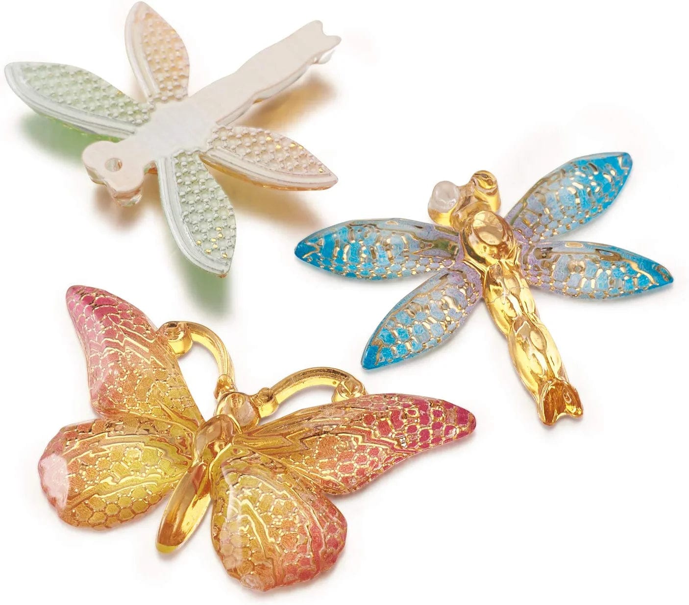 36Pcs Colorful Butterfly Dragonfly Pendants Plastic Insect Animal Flat Back Charms Connectors Embellishment for Jewelry Crafts Making