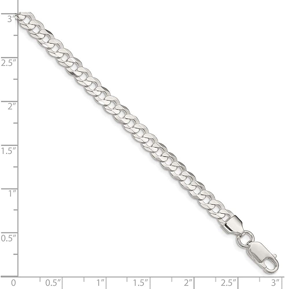 Solid 925 Sterling Silver 5.65Mm Concave Beveled Curb Cuban Chain Necklace - with Secure Lobster Lock Clasp Apparel & Accessories > Jewelry > Anklets Sonia Jewels