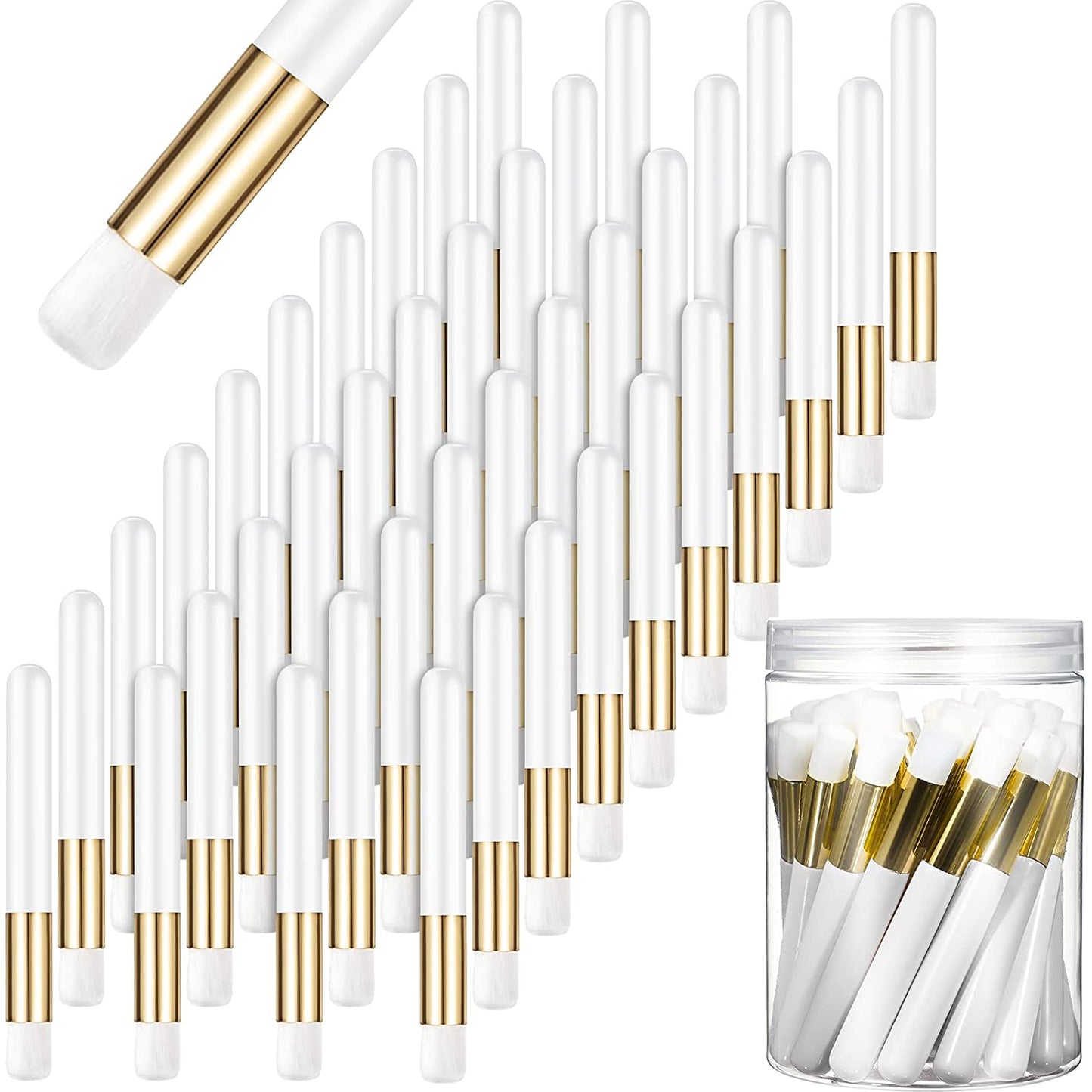 Lauwell 40 Pieces Lash Shampoo Brushes Nose Pore Deep Cleaning Brush Peel off Blackhead Removing Brush Tool Cosmetic Lash Cleanser Brush Facial Cleansing Brushes with Storage Box(Pink) Health & Beauty > Personal Care > Cosmetics > Cosmetic Tools > Makeup Tools Lauwell White