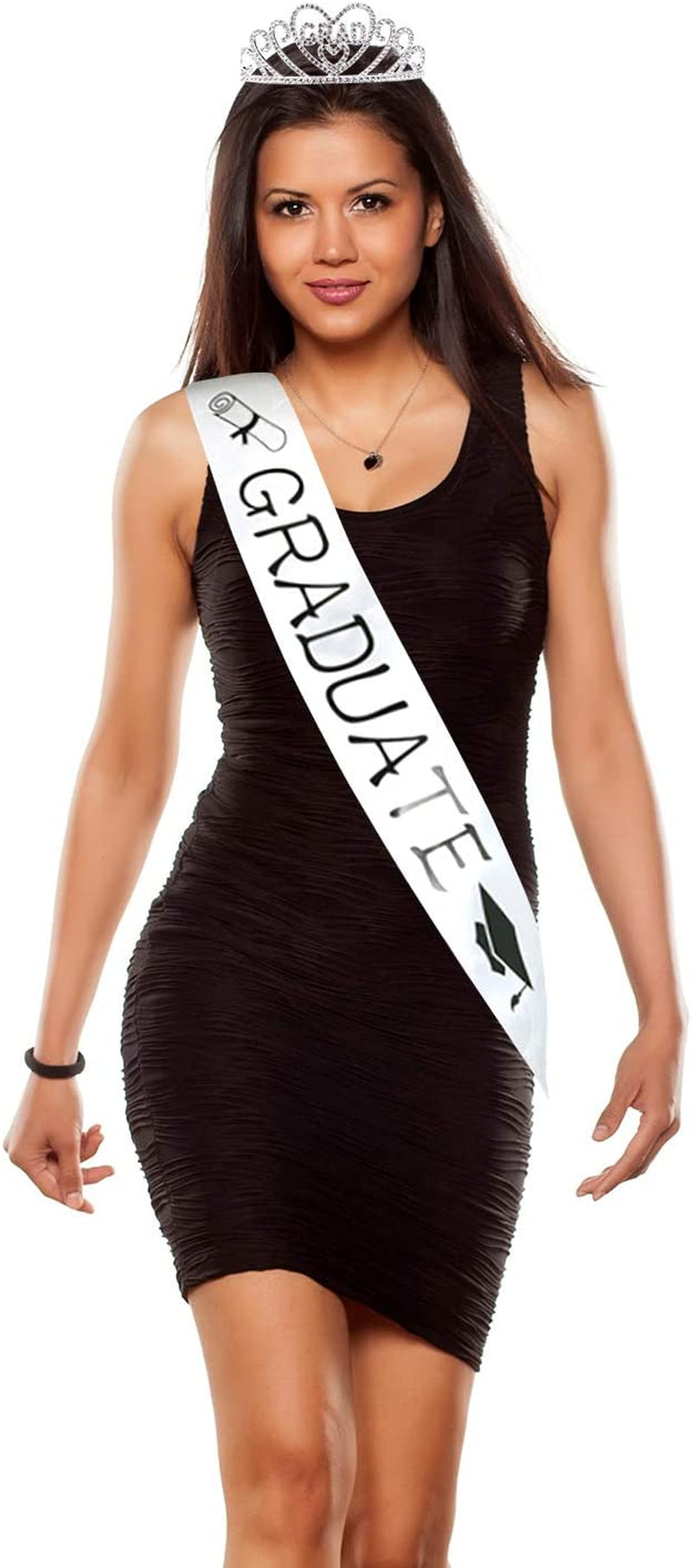 FEPITO 1Pcs Graduation Princess Grad Tiara and 1Pcs Graduated Sash for Grad Party Gift Idea Graduation Party Decorations Apparel & Accessories > Clothing Accessories > Sashes FEPITO