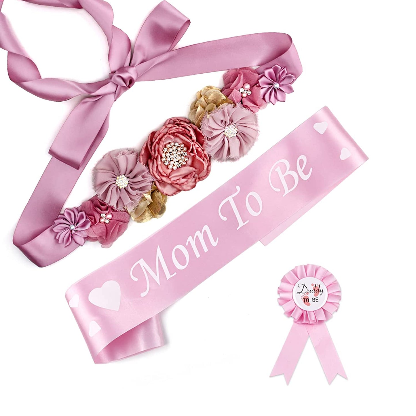 Baby Bee Baby Shower Mommy Sash Pregnancy Sash Keepsake Baby Shower Flower for Gender Reveal (Royal Blue) Apparel & Accessories > Clothing Accessories > Sashes Baby Noah Dusty Pink