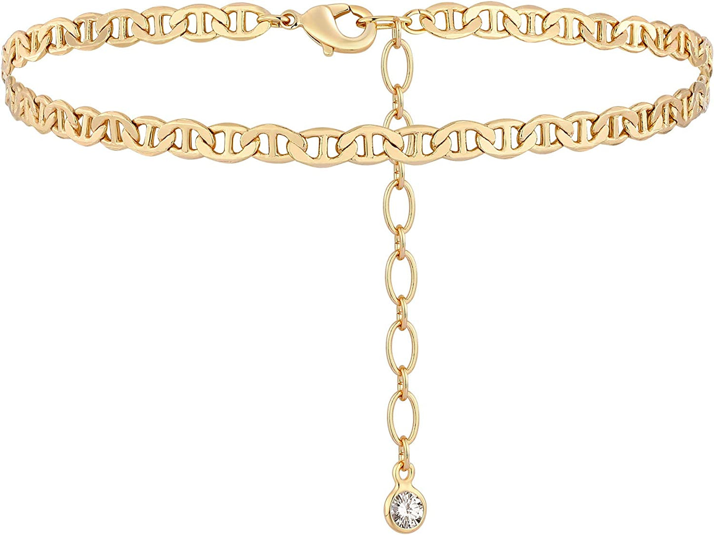 VACRONA Gold Anklets for Women 14K Gold Plated Boho Beach Beaded Chain Anklet Dainty Turquoises Evil Eye Ankle Bracelet Adjustable Chain Anklet Foot Jewelry Apparel & Accessories > Jewelry > Anklets VACRONA Marina Chain