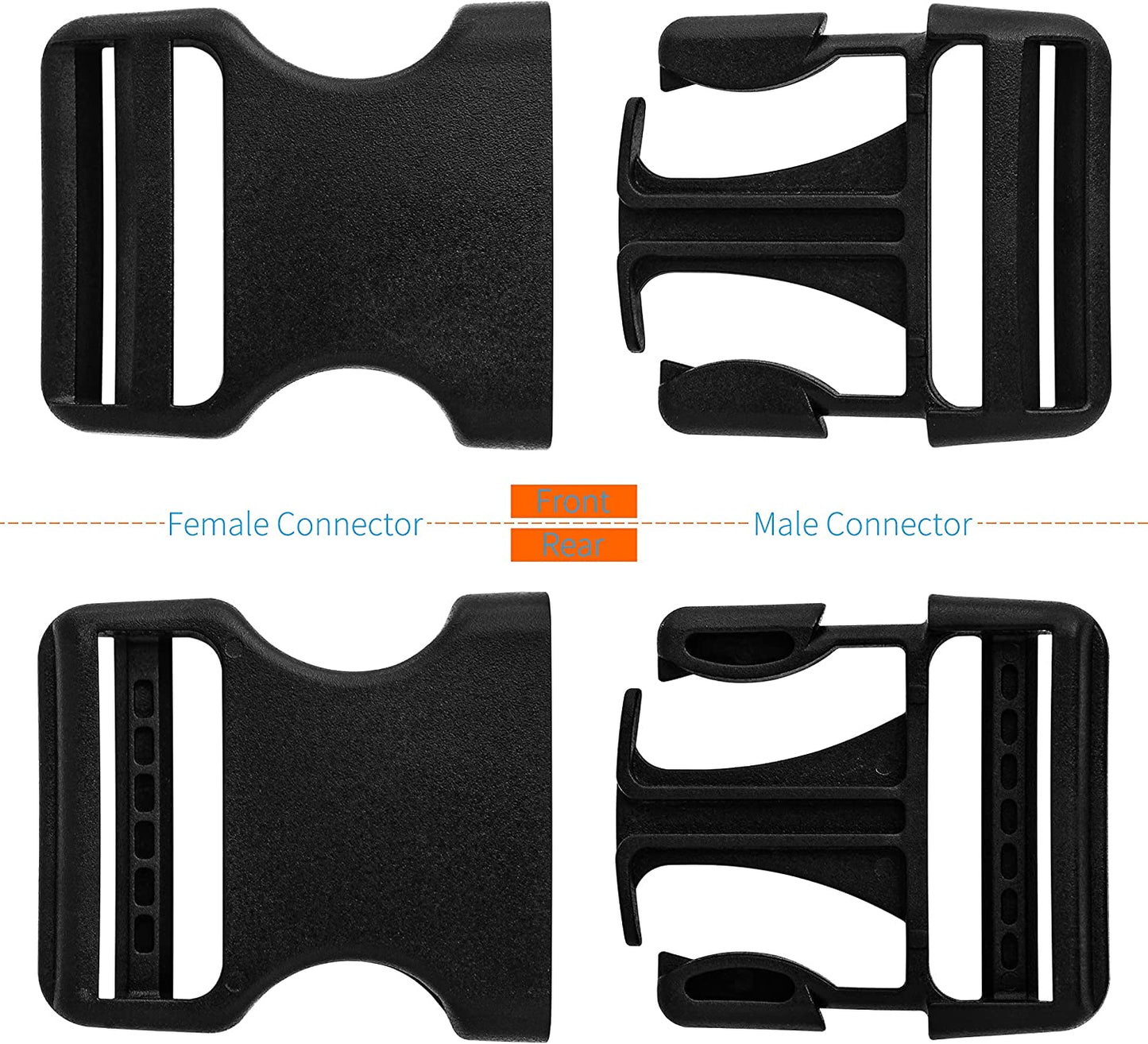 Buckle for Strap 1.5": Side Release Buckles Plastic Clips 4 Set + Tri-Glide Slide 8 Pcs Fit 1 1/2 Inch Wide Nylon Straps Webbing Belt, Heavy Duty Replacement for Backpack, Dual Adjustable No Sewing Apparel & Accessories > Clothing Accessories > Belt Buckles LASIGHT