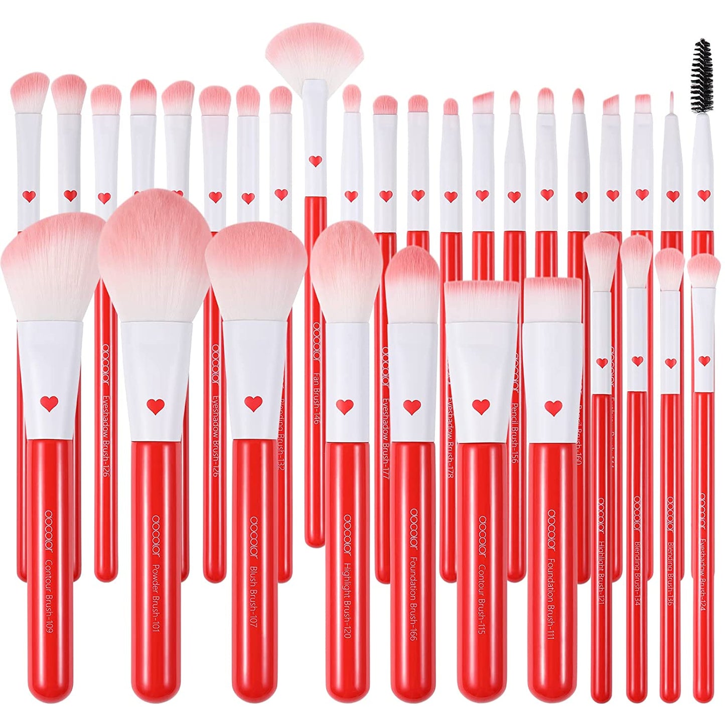 Docolor Makeup Brushes 32 Piece Period Red Professional Makeup Brush Set Premium Gift Kabuki Foundation Blending Face Powder Blush Contour Eye Shadows Eyebrow Eyeliner Make up Tools Kit Health & Beauty > Personal Care > Cosmetics > Cosmetic Tools > Makeup Tools Docolor Red/White