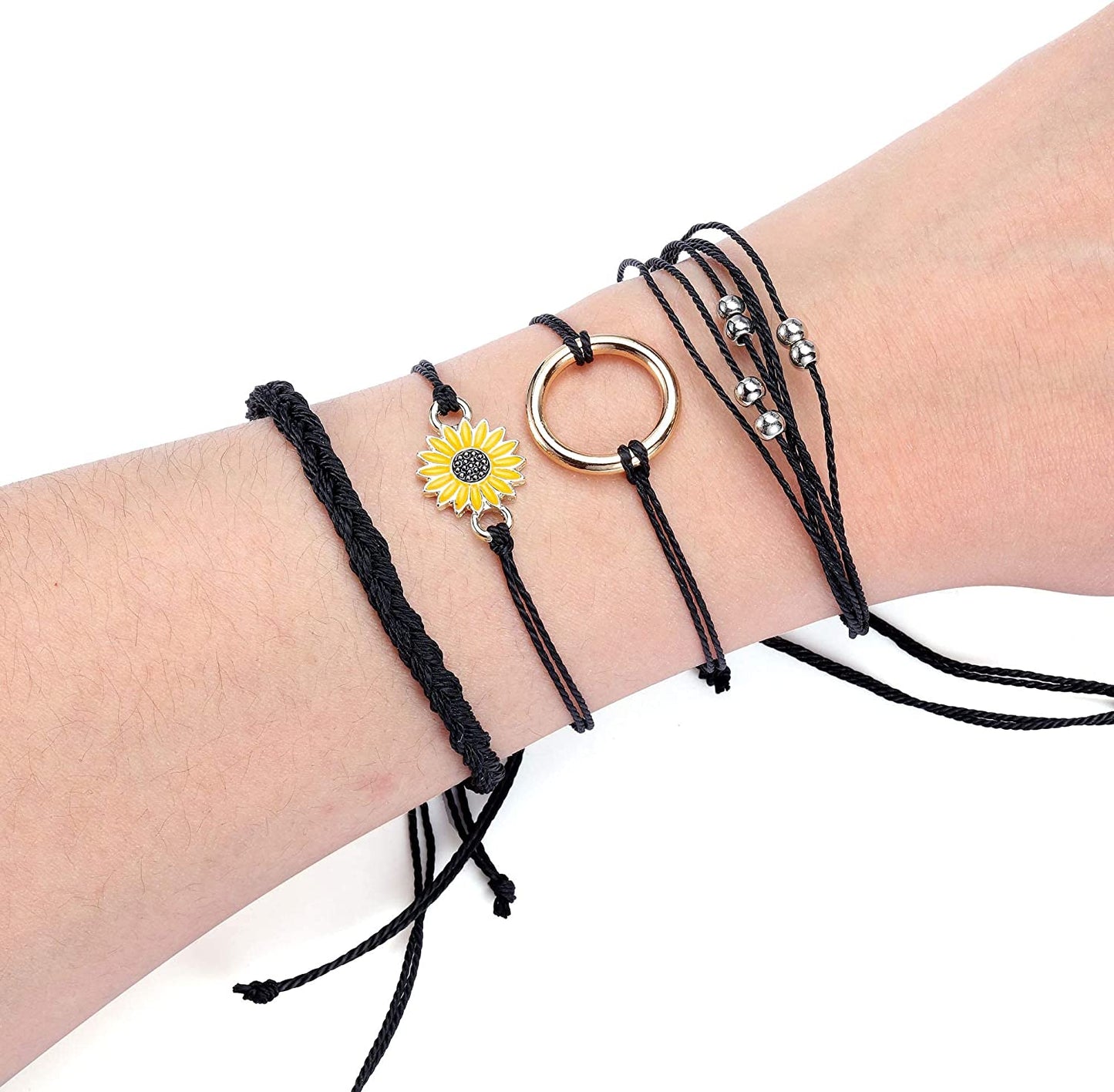 Top Plaza 4 Pcs Summer Surfer Wave Anklet Bracelets for Women Adjustable Strand Braided String Rope Bracelets Sunflower Friendship Bracelets Ocean Beach Jewelry for Women Teen Girls Apparel & Accessories > Jewelry > Anklets Top Plaza