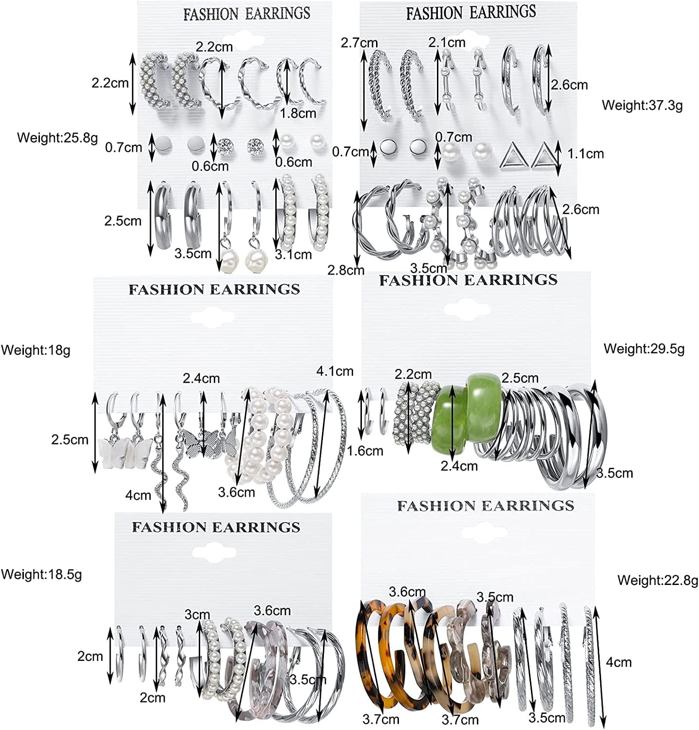 38 Pairs Silver Hoop Earrings Set for Women Multipack, Hypoallergenic Boho Fashion Vintage Acrylic Pearl Stud Hoop Earingings Jewelry for Girls Birthday Christmas Gift