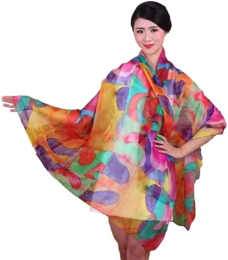 Women Fashion Silk Scarf Oblong Floral Oversize Soft Shawl Beach Wrap Apparel & Accessories > Clothing Accessories > Scarves & Shawls Just4Beauty Spring