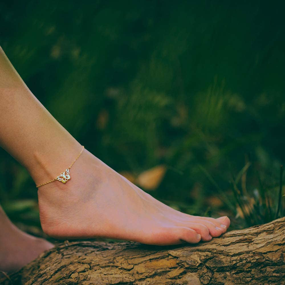 Turandoss Dainty Ankle Bracelets for Women, 14K Gold Filled Handmade Layered Anklet Cute Butterfly Evil Eye Elephant Star Summer Ankle Bracelets for Women Boho Beach Foot Chain Apparel & Accessories > Jewelry > Anklets Turandoss