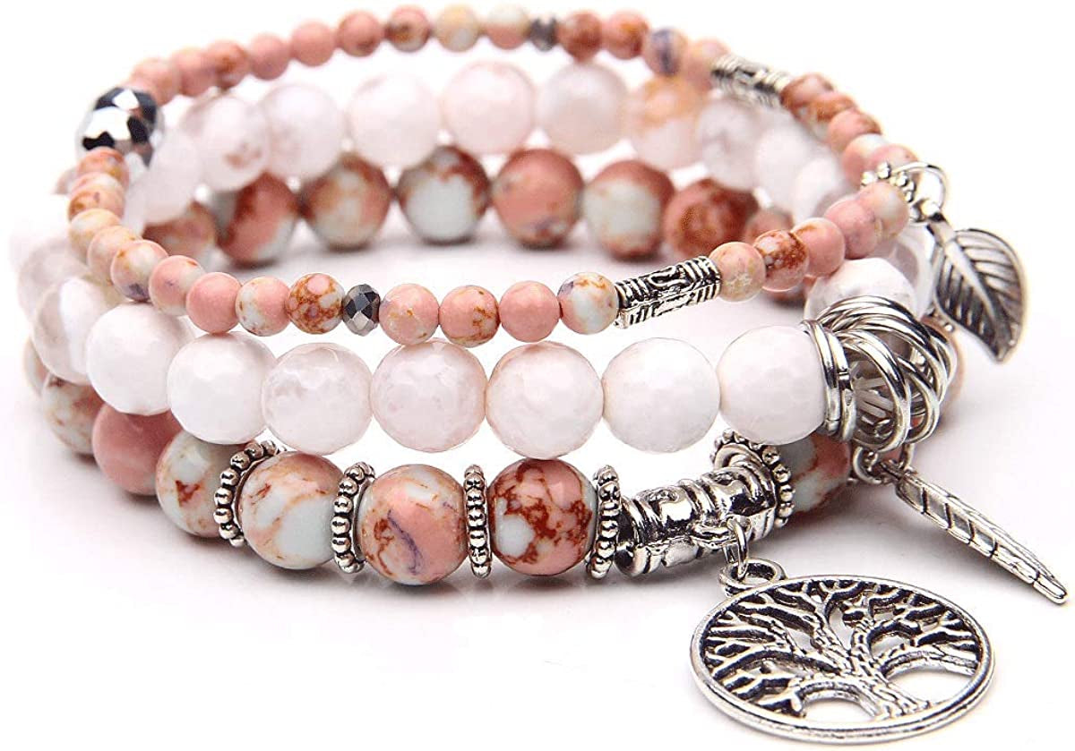 Tree of Life Turquoise Jasper & Tibetan Agate Gemstone Chakra Beaded Bracelet | Beach Charm Bracelet Set - Ocean Jewelry…… Apparel & Accessories > Jewelry > Bracelets Jardme Brownish Yellow