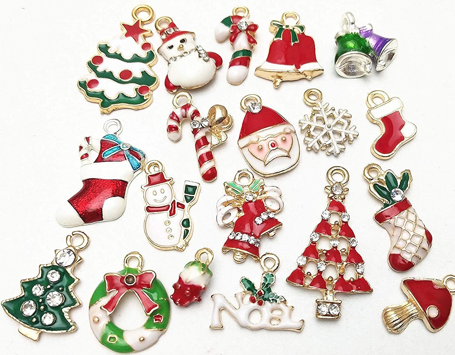 38Pcs Christmas Pendant Charm for Necklace Bracelet Jewelry Making Clothes Sewing Bags Decoration Charm Diy Scrapbooking Supply (Christmas Styles 2)