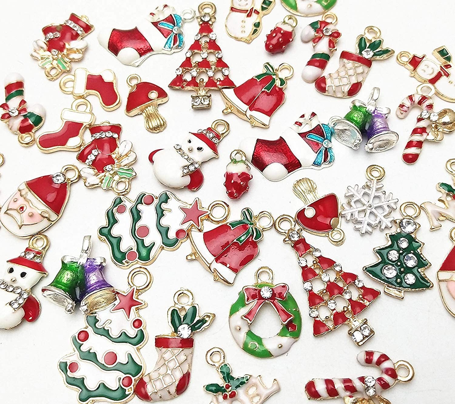 38Pcs Christmas Pendant Charm for Necklace Bracelet Jewelry Making Clothes Sewing Bags Decoration Charm Diy Scrapbooking Supply (Christmas Styles 2)