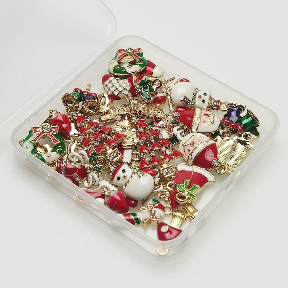 38Pcs Christmas Pendant Charm for Necklace Bracelet Jewelry Making Clothes Sewing Bags Decoration Charm Diy Scrapbooking Supply (Christmas Styles 2)