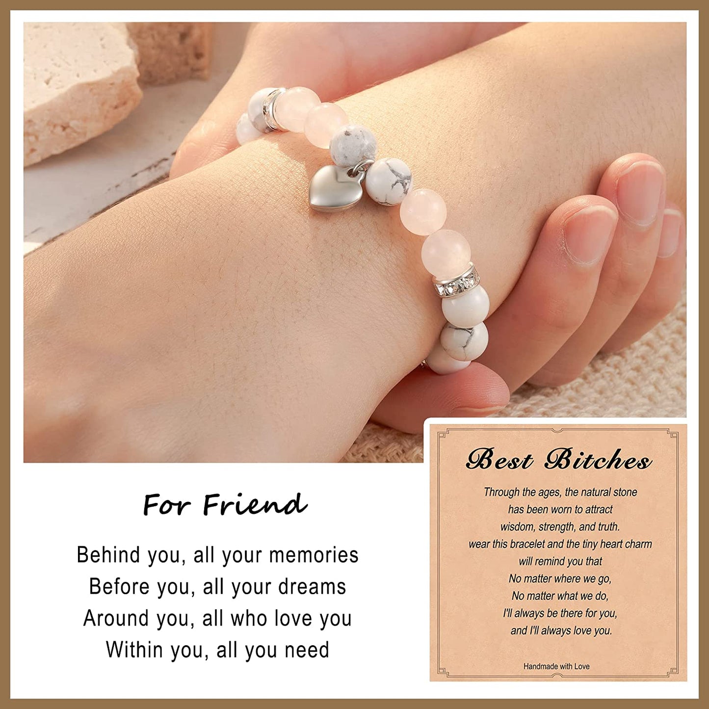 HGDEER Natural Stone Friendship Bracelet, Meaningful Gifts for Women Girls with Gift Message Card Apparel & Accessories > Jewelry > Bracelets HGDEER
