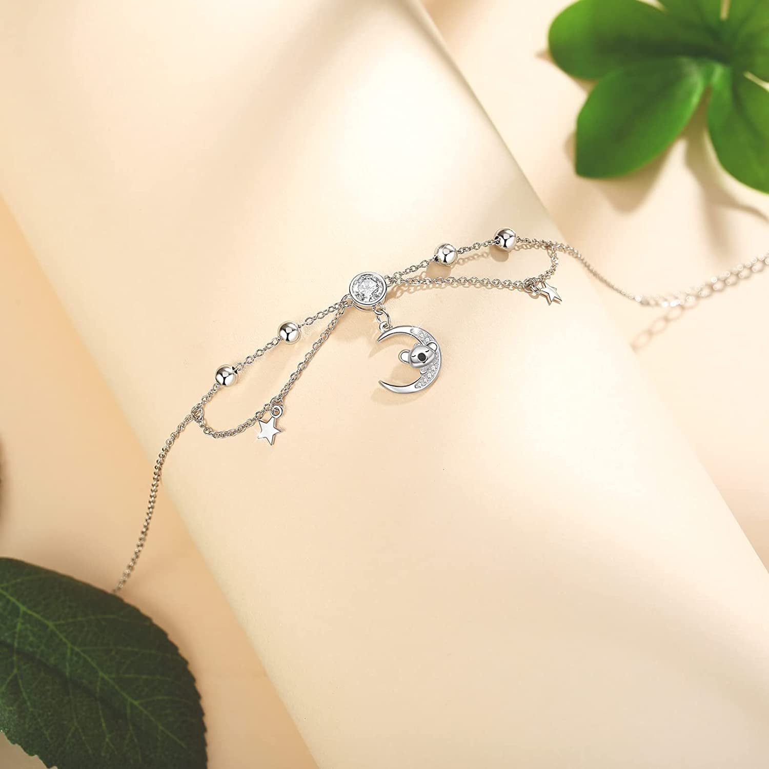 MUATOGIML 925 Sterling Silver Mom Necklace Love Heart Pendant Mama Bear Panda Elephant Sloth Animal Necklaces Mother Son Daughter Jewelry Gifts for Women Mum Family Apparel & Accessories > Jewelry > Anklets MUATOGIML JEWELRY