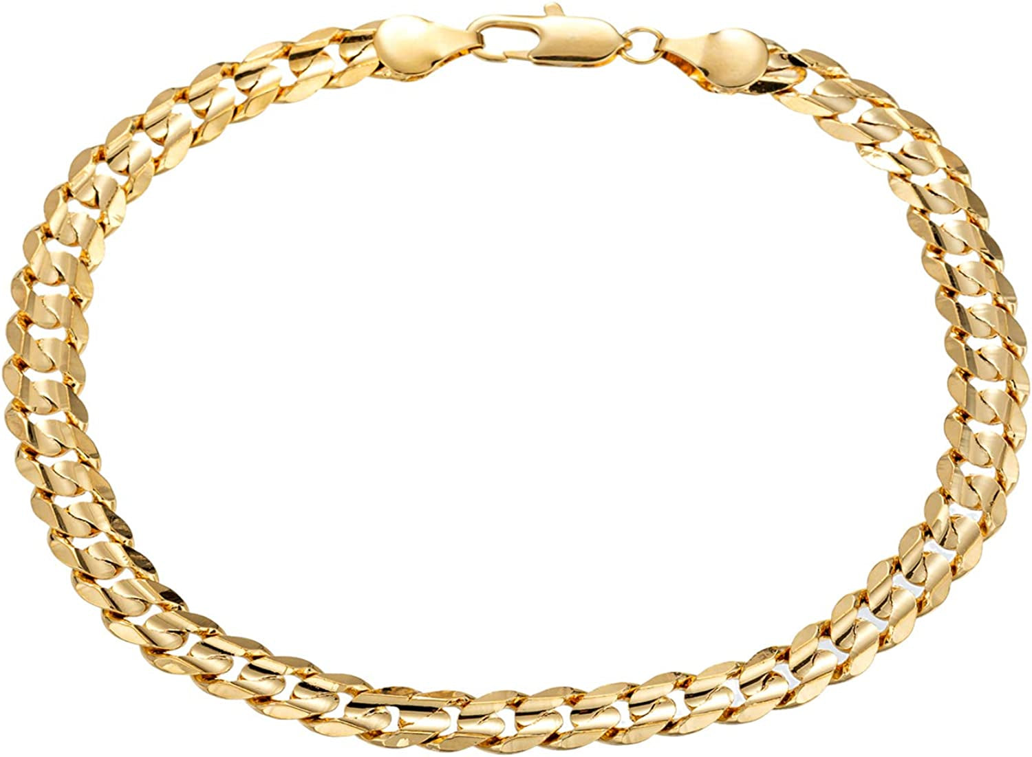 Gold Cuban Link Anklet Bracelet for Women Men, 7Mm Wide 14K Gold / 18K Gold / White Gold Plated Diamond Cut Curb Chain Ankle Bracelets for Women Men 9 10 11 Inches Apparel & Accessories > Jewelry > Anklets kelistom 3-18K Gold-diamond cut length: 9"