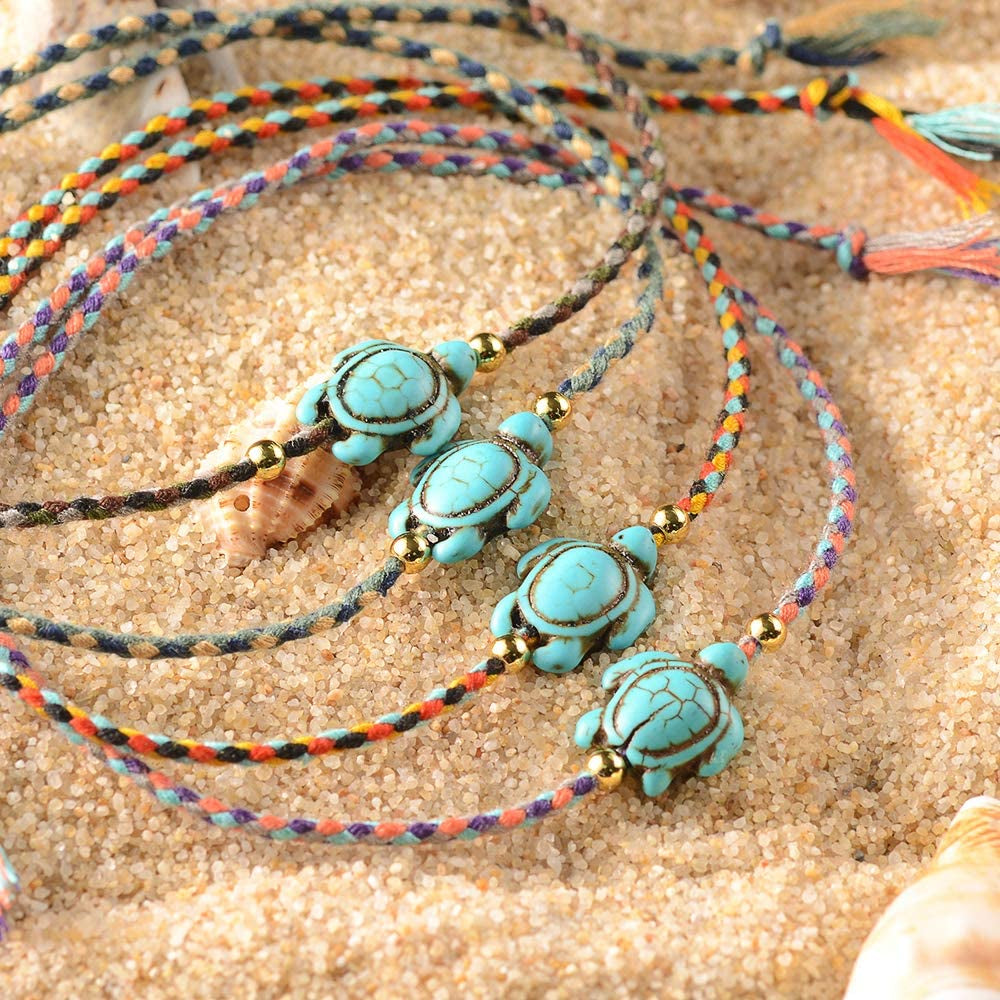 Jeka Waterproof Sea Turtle Anklets for Women Men Rope Friendship Handmade Adjustable Boho Beach Jewelry Gifts Apparel & Accessories > Jewelry > Anklets JEKA JEWELRY