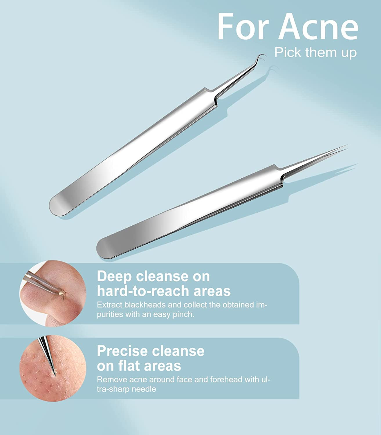 Pimple Popper Tool Kit, Upmore 6PCS Blackhead Remover Professional Stainless Acne Blemish Comedone Extractor Removal Tools with Metal Case and Tweezers for Whitehead Acne on Nose Face Health & Beauty > Personal Care > Cosmetics > Cosmetic Tools > Skin Care Tools Upmore
