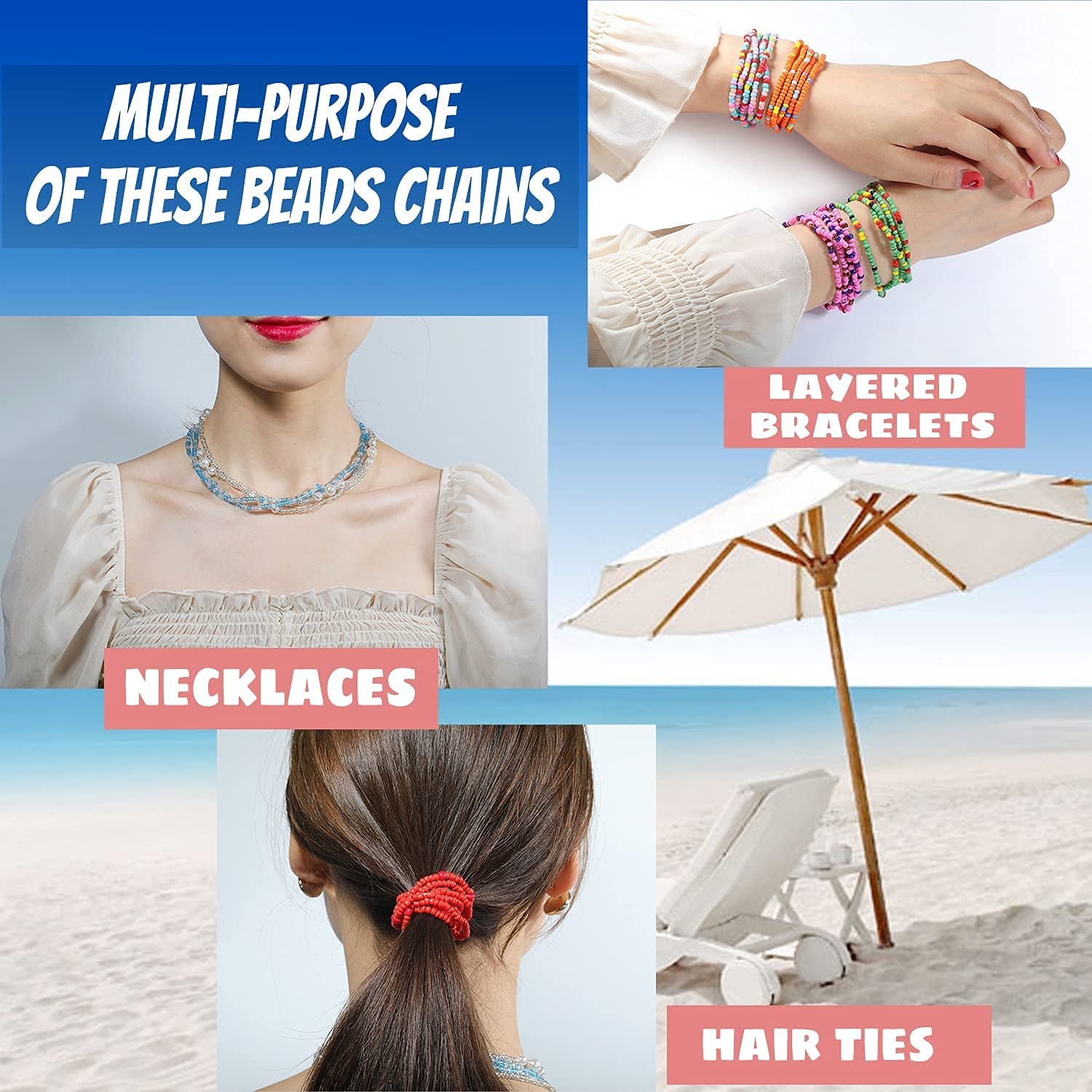 FUNEIA Waist Beads for Women Colorful African Belly Beads for the Waist Bikini Jewelry Chains Bead Waist Chains Set Apparel & Accessories > Jewelry > Body Jewelry FUNEIA