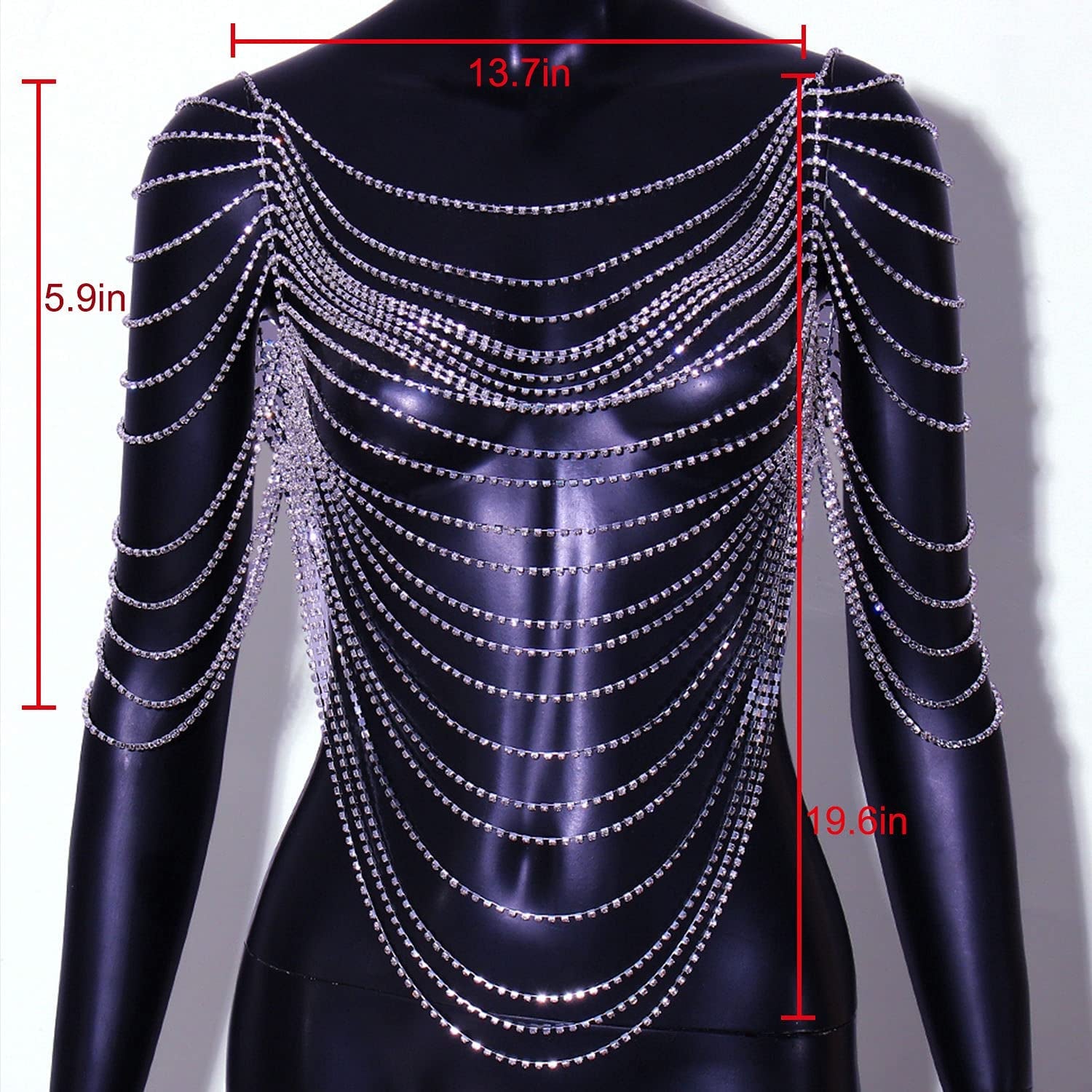 STONEFANS Shoulder Necklace Body Chain Collar for Women, Bridal Flapper Cover up Rhinestone Shoulder Chain Necklaces Body Jewelry Evening Apparel & Accessories > Jewelry > Body Jewelry STONEFANS