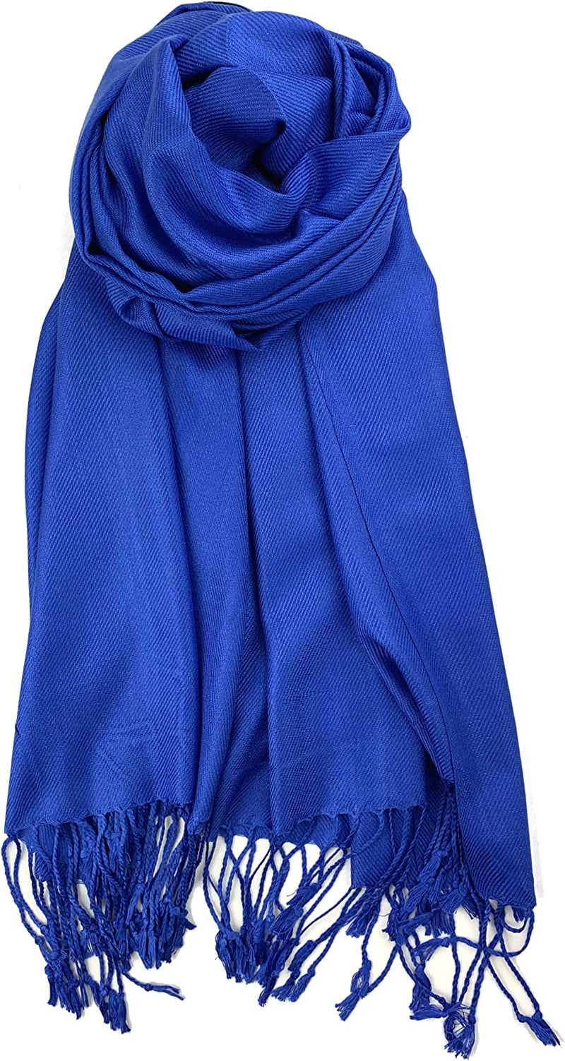 Plum Feathers Premium Solid Color and Metallic Fashion Scarf, Womens Pashmina Shawl Wrap with Fringes Apparel & Accessories > Clothing Accessories > Scarves & Shawls Plum Feathers Royal
