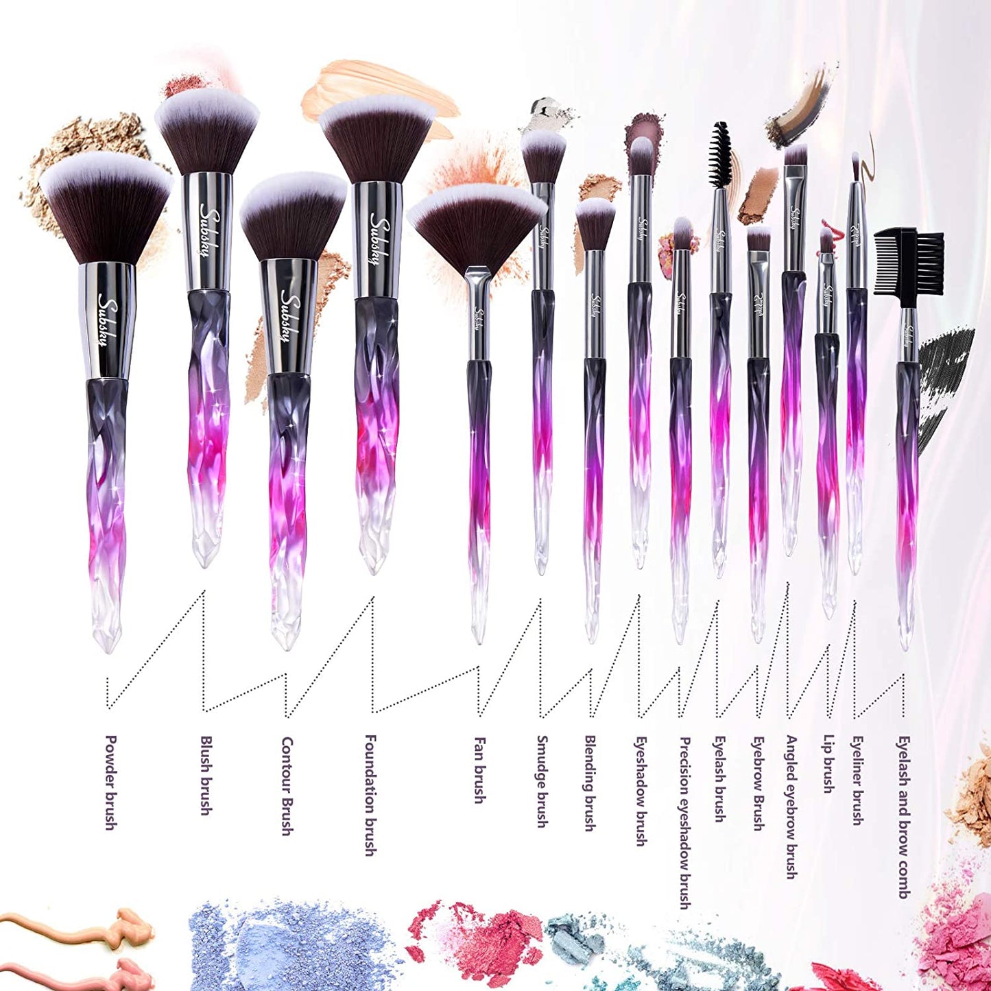 Subsky Makeup Brushes 22Pcs Sparkling Crystal Style Makeup Brushes Set with Makeup Tools, Include 4 Beauty Blenders, Makeup Bag and Brush C Leaner All in One Set Health & Beauty > Personal Care > Cosmetics > Cosmetic Tools > Makeup Tools Subsky