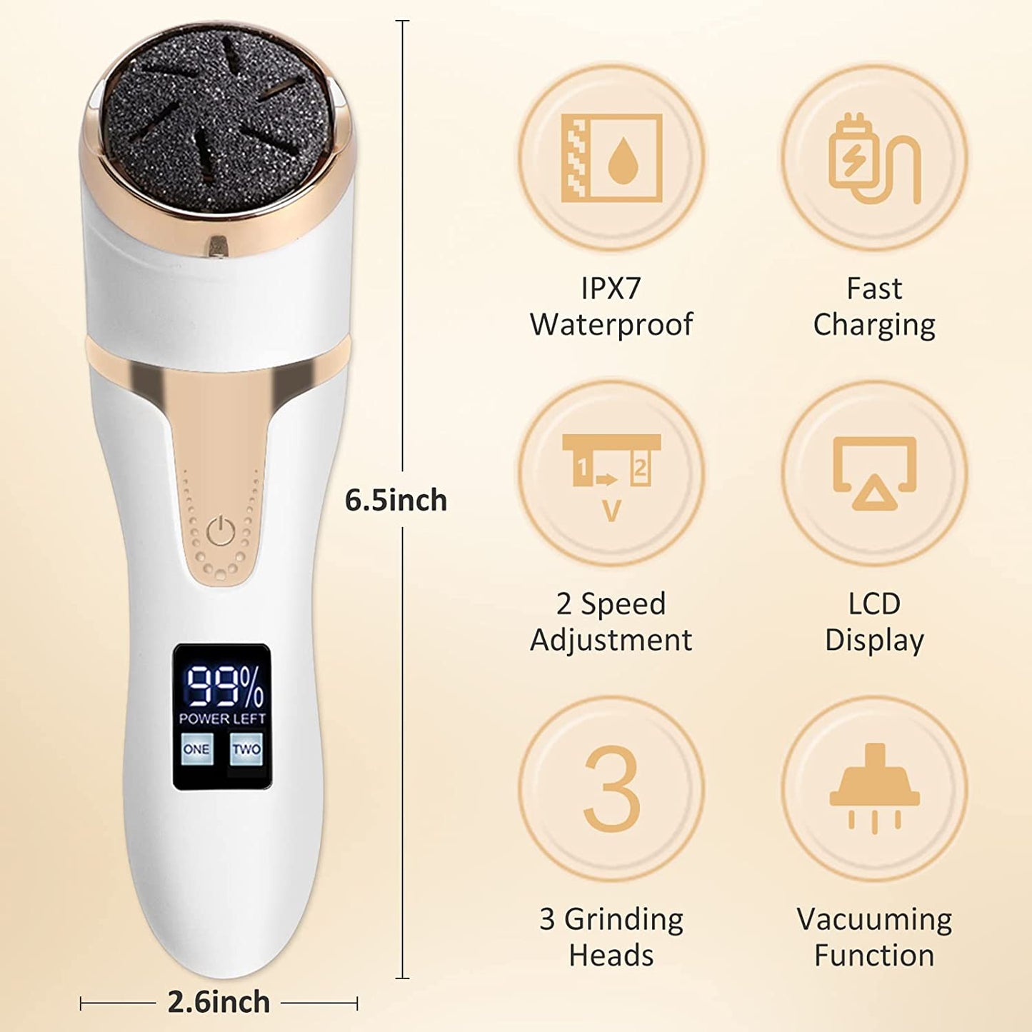 Electric Callus Remover for Feet, Ms.Belles Rechargeable Foot Care Scraper Pedicure Tools with 3 Grinding Heads, 2 Powerful Speed, LCD Display, Waterproof Foot File for Hard Cracked Dry Dead Skin Health & Beauty > Personal Care > Foot Care Ms.Belles