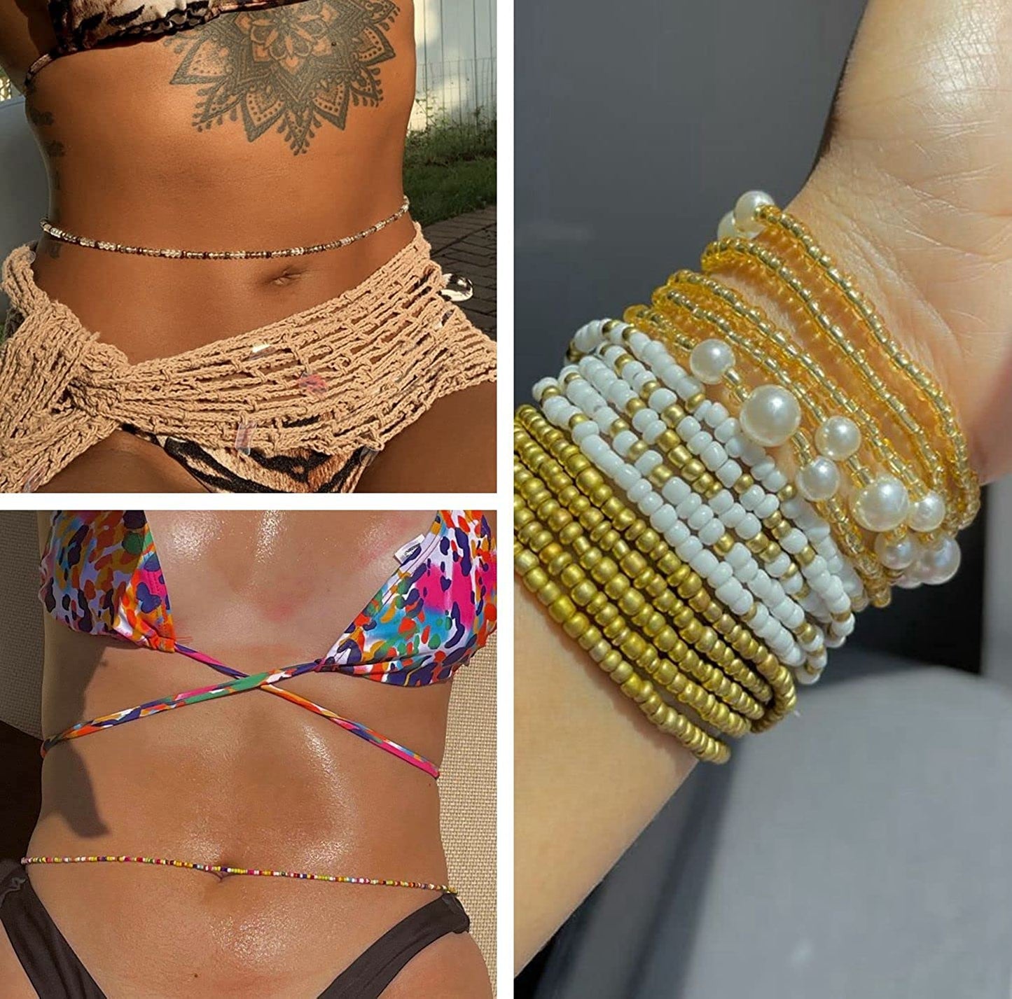 RLMOON 24-50Inch Waist Beads for Women African Waist Beads plus Size Layered Belly Bead Body Chain Waist Beads Colorful Waist Jewelry(8Pcs) Apparel & Accessories > Jewelry > Body Jewelry RLMOON