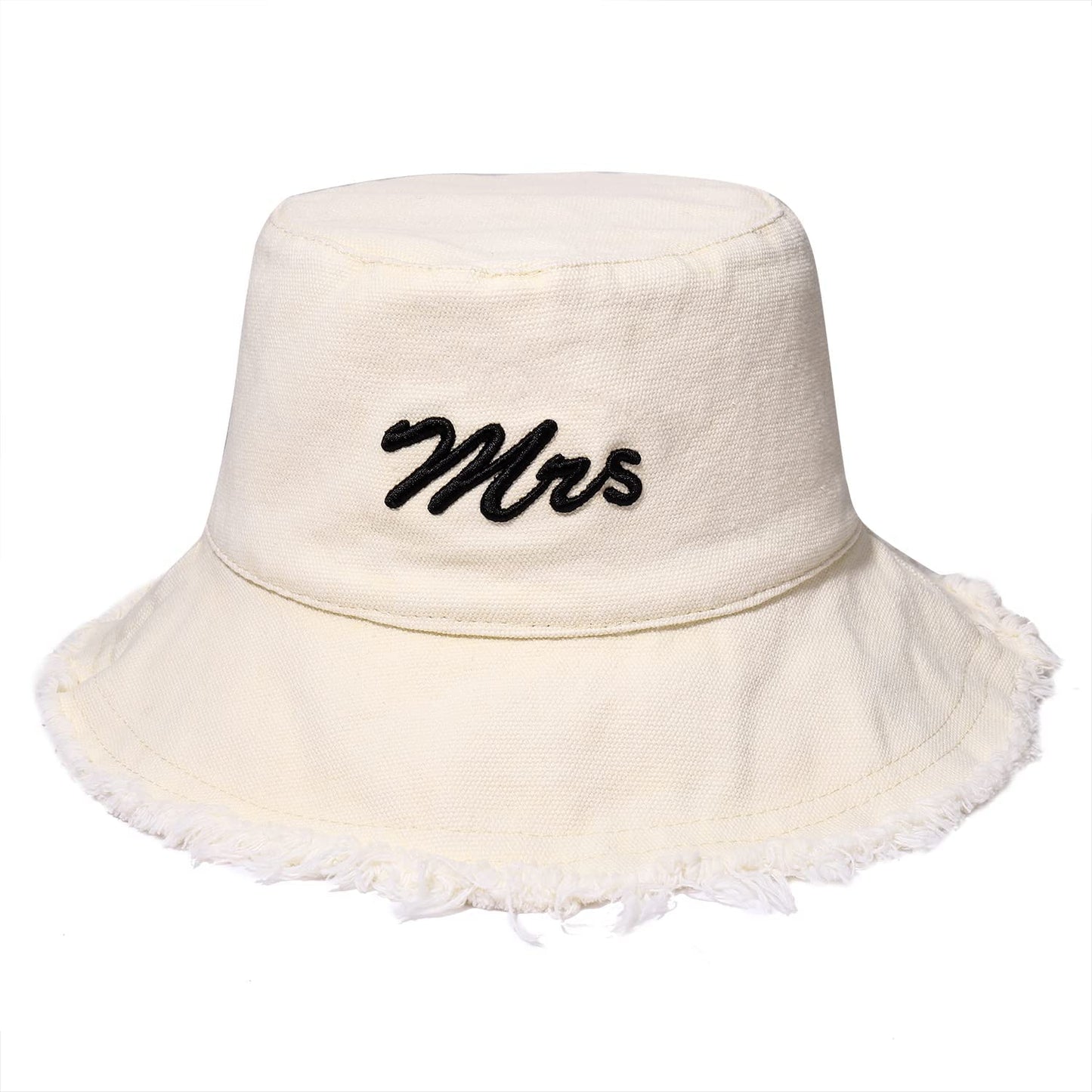 Boderier Sun Hats for Women Summer Casual Wide Brim Cotton Bucket Hat Beach Vacation Travel Accessories Apparel & Accessories > Clothing Accessories > Hats boderier Beige With Mrs