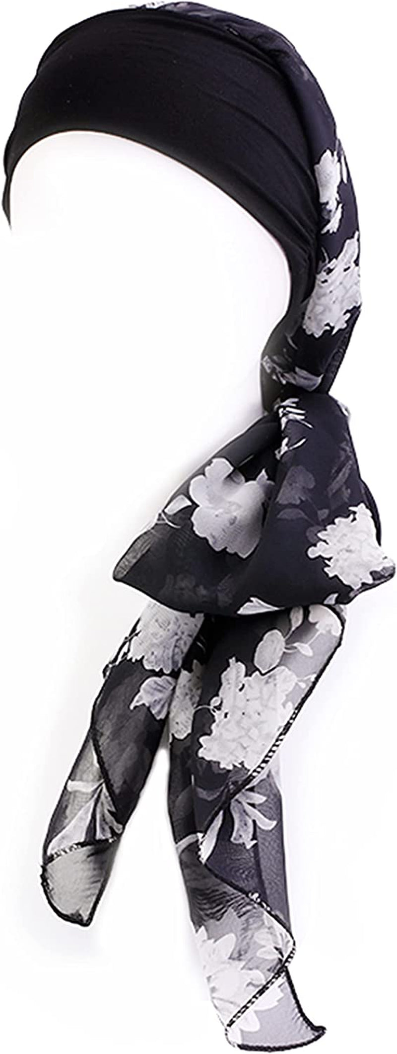 Headwear for Women Sleep Beanie Head Scarf for Bald Wraps Cancer Hats Turbans Apparel & Accessories > Clothing Accessories > Headwear Gragengs Black/White Flower