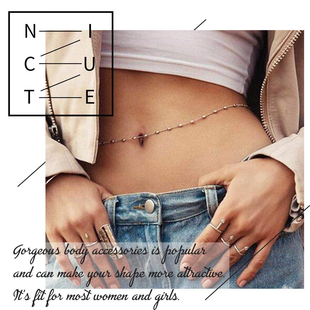 Nicute Boho Waist Chain Simple Belly Chains Summer Beach Body Accessories Jewelry for Women and Girls (Gold) Apparel & Accessories > Jewelry > Body Jewelry Nicute