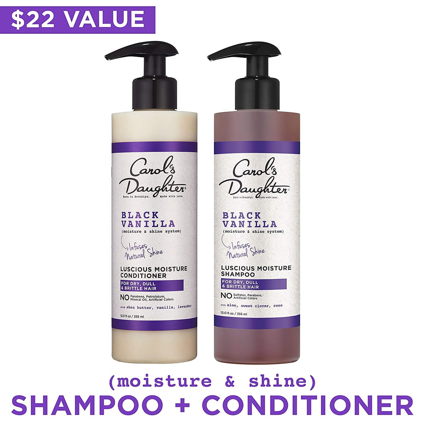Carol’S Daughter Black Vanilla Curly Hair Sulfate Free Shampoo and Conditioner Set for Dry, Damaged Natural Hair, Moisturizing and Hydrating Hair Care Bundle - Made with Shea Butter, Aloe and Rosemary Health & Beauty > Personal Care > Hair Care Carol's Daughter