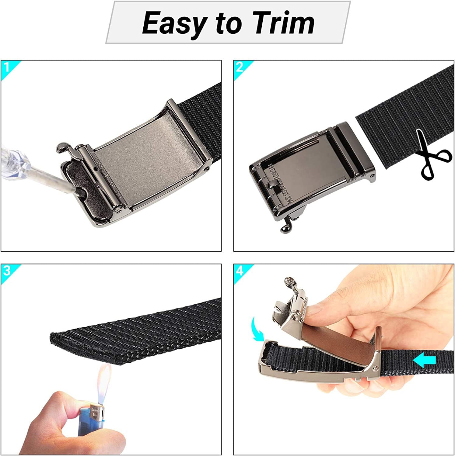 ITIEZY Men'S Nylon Ratchet Belt 2Pack, Adjustable Web Military Tactical Belt with Automatic Slide Buckle, Trim to Fit Apparel & Accessories > Clothing Accessories > Belts ITIEZY