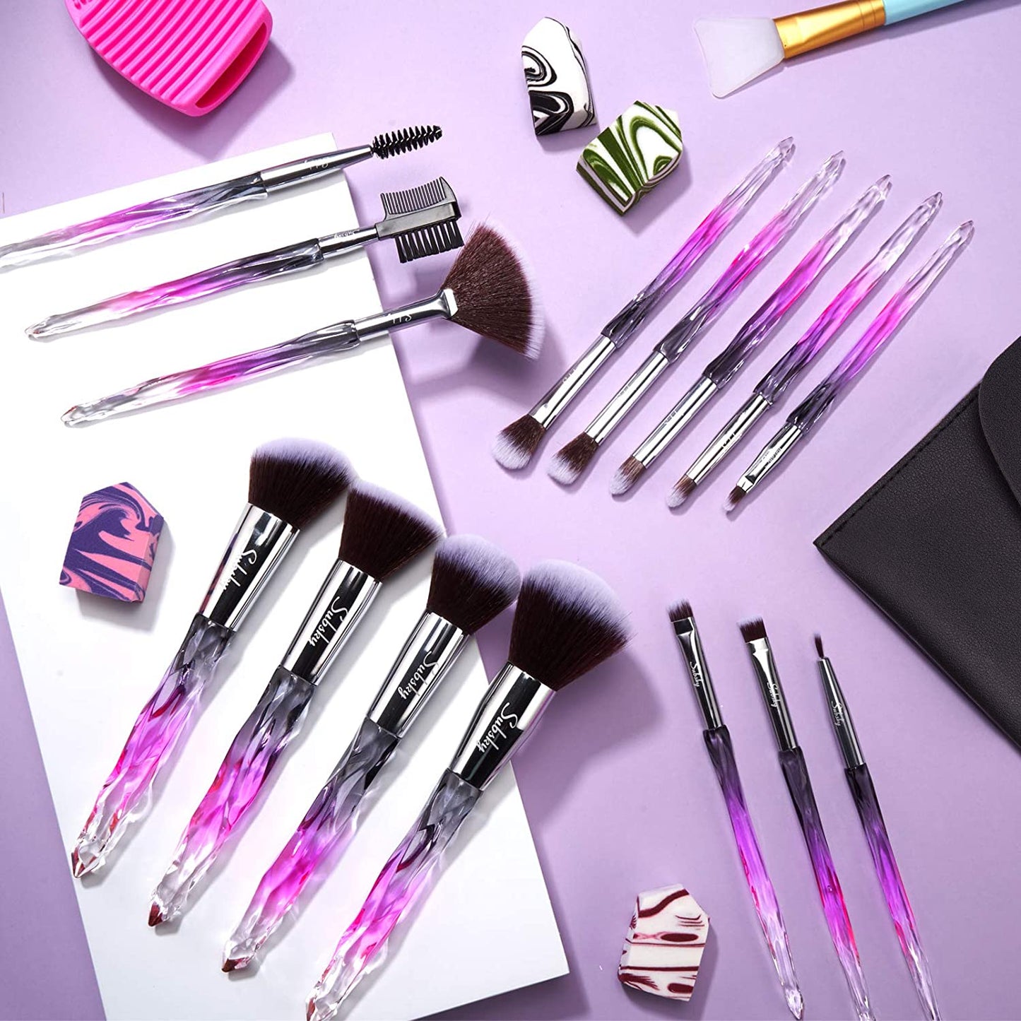 Subsky Makeup Brushes 22Pcs Sparkling Crystal Style Makeup Brushes Set with Makeup Tools, Include 4 Beauty Blenders, Makeup Bag and Brush C Leaner All in One Set Health & Beauty > Personal Care > Cosmetics > Cosmetic Tools > Makeup Tools Subsky