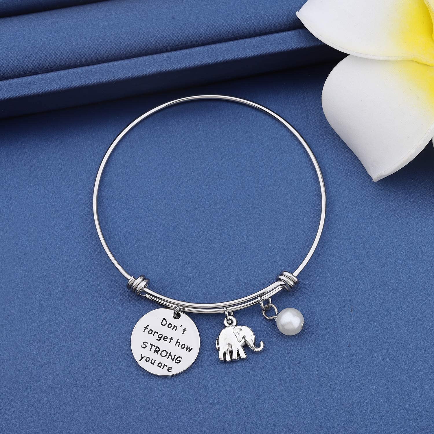 MYOSPARK Elephant Keychain Don'T Forget How Strong You Are Inspirational Gift for Graduate Elephant Lovers Apparel & Accessories > Jewelry > Necklaces MYOSPARK