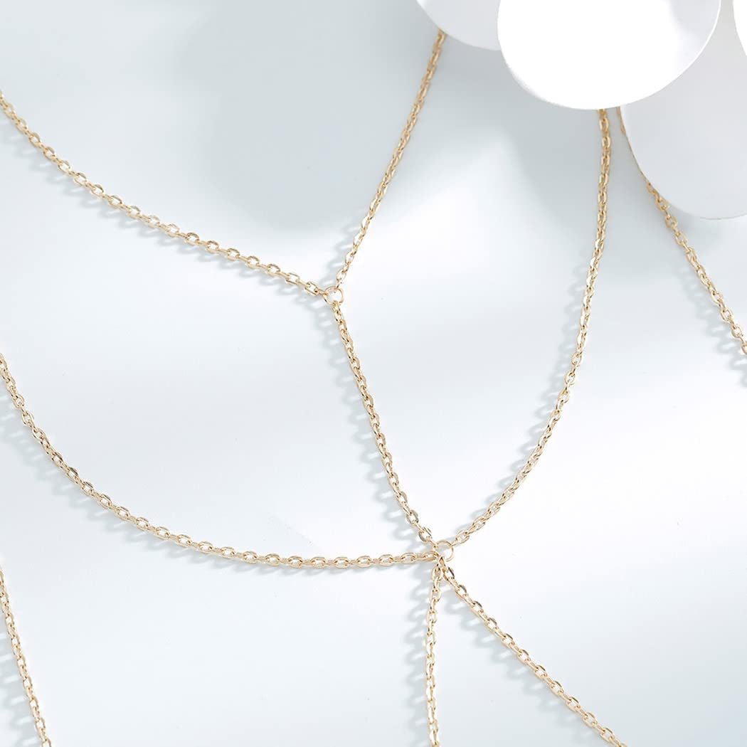 Tgirls Layered Bikini Belly Chain Gold Body Chain Bra Body Chains Beach Body Jewelry for Women and Girls Apparel & Accessories > Jewelry > Body Jewelry Tgirls