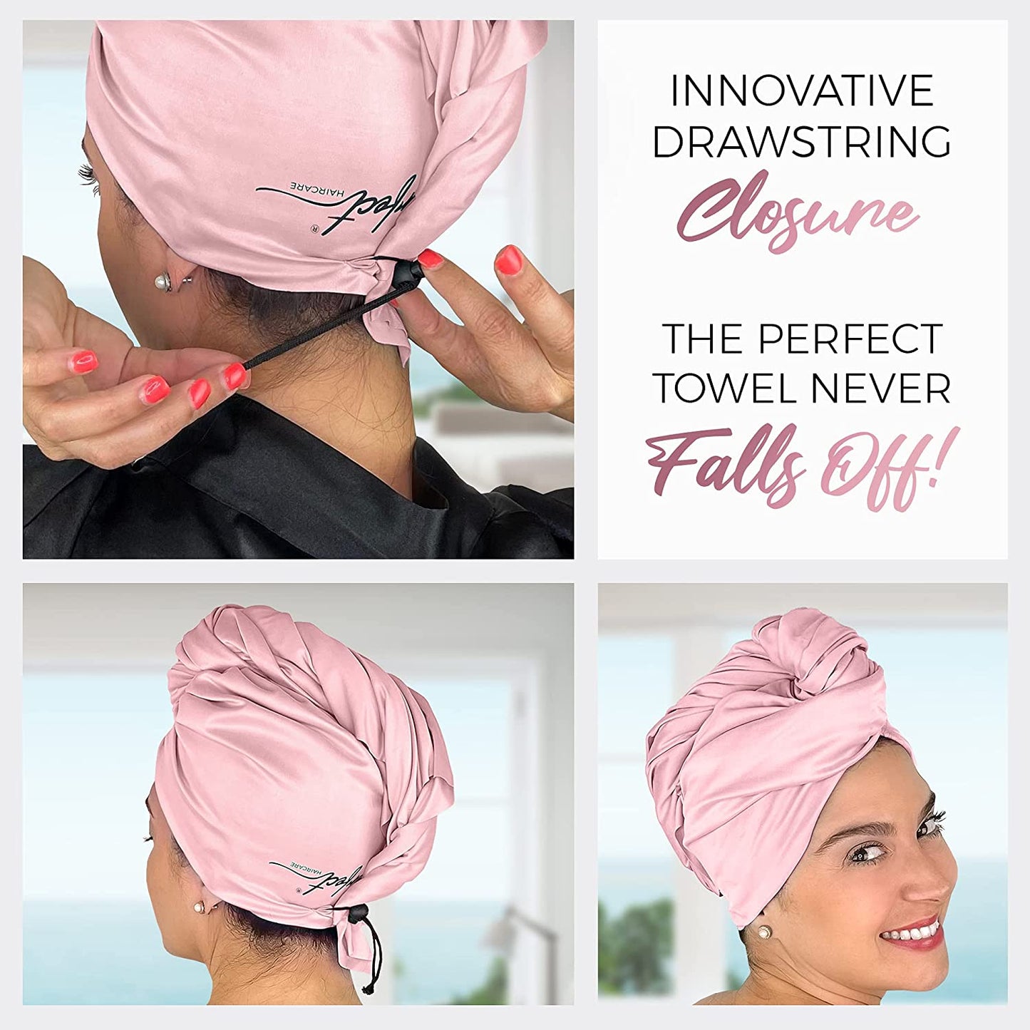 Microfiber Hair Drying Towel Wrap for Curly and Wavy Hair - Large Smooth and Silky Curly Hair Product for Women Girls and Kids - Quick Drying - Works for Hair Extensions - Pink - the Perfect Haircare Health & Beauty > Personal Care > Hair Care The Perfect Haircare