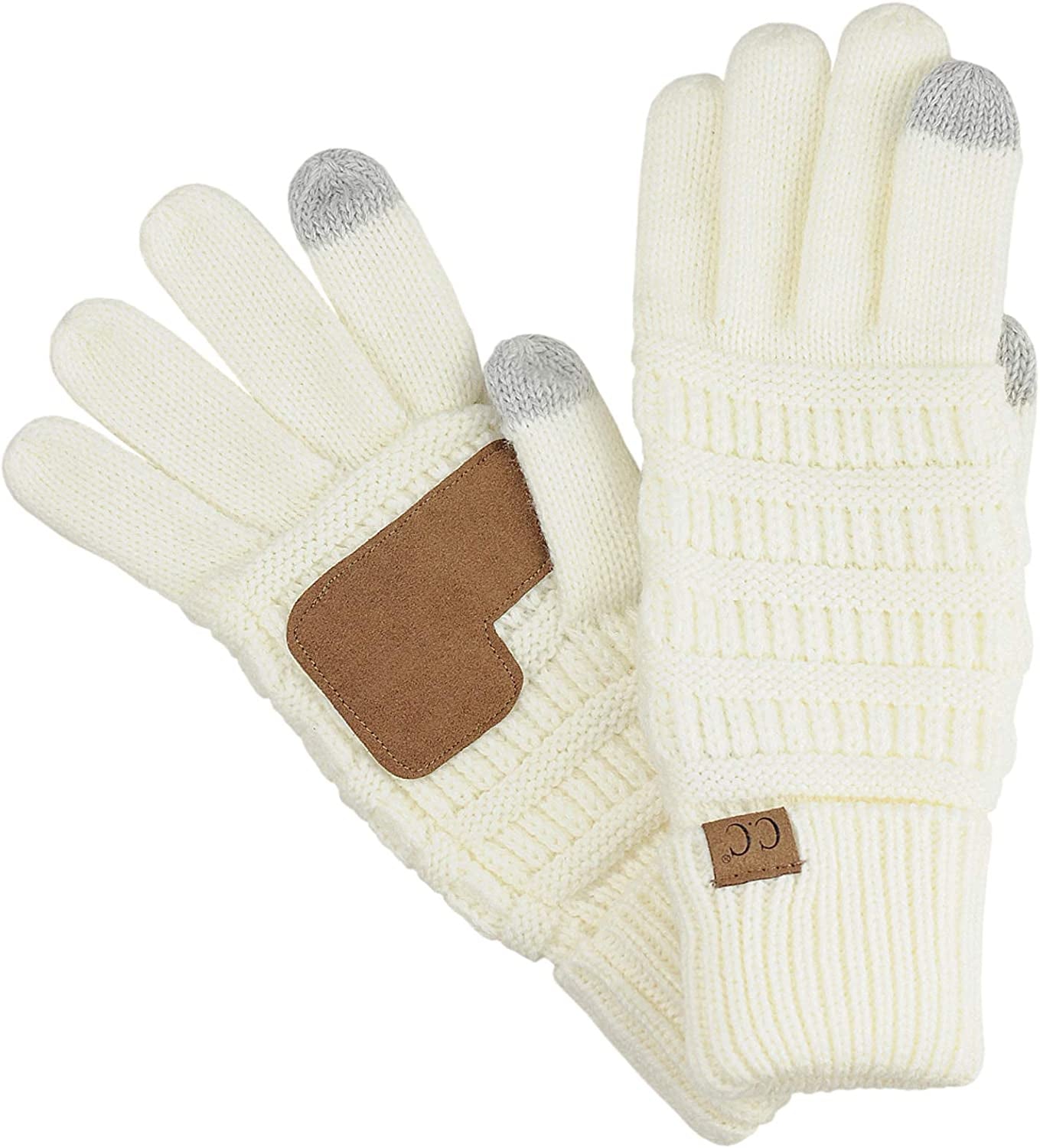 C.C Unisex Cable Knit Inner Lined Anti-Slip Touchscreen Texting Gloves Apparel & Accessories > Clothing Accessories > Gloves & Mittens C.C Ivory