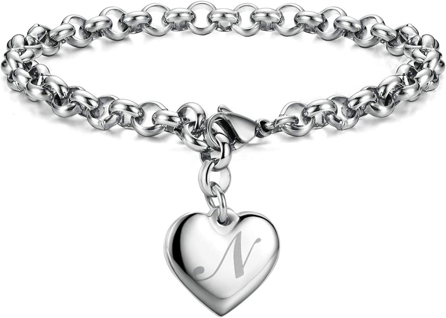 Heart Initial Charm Bracelets for Teen Girls Letters Alphabet Bracelet Jewelry for Girls Gifts for Teenage Girls Apparel & Accessories > Jewelry > Bracelets Monily N