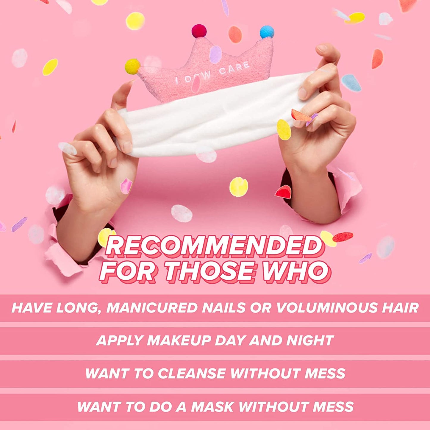 I Dew Care Face Wash Headband - Pink Tiara | Spa, Soft, Cute for Makeup, Shower, Teen, Girls Stuff, Princess Style, 1 Count Health & Beauty > Personal Care > Hair Care I DEW CARE