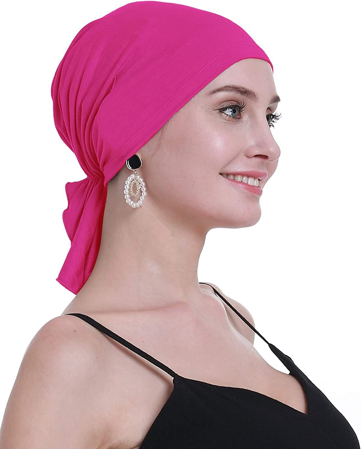 Osvyo Bamboo Chemo Headscarf for Women Hair Loss - Cancer Slip on Headwear Turbans Sealed Packaging Apparel & Accessories > Clothing Accessories > Headwear osvyo Bamboo Rose Red One Size