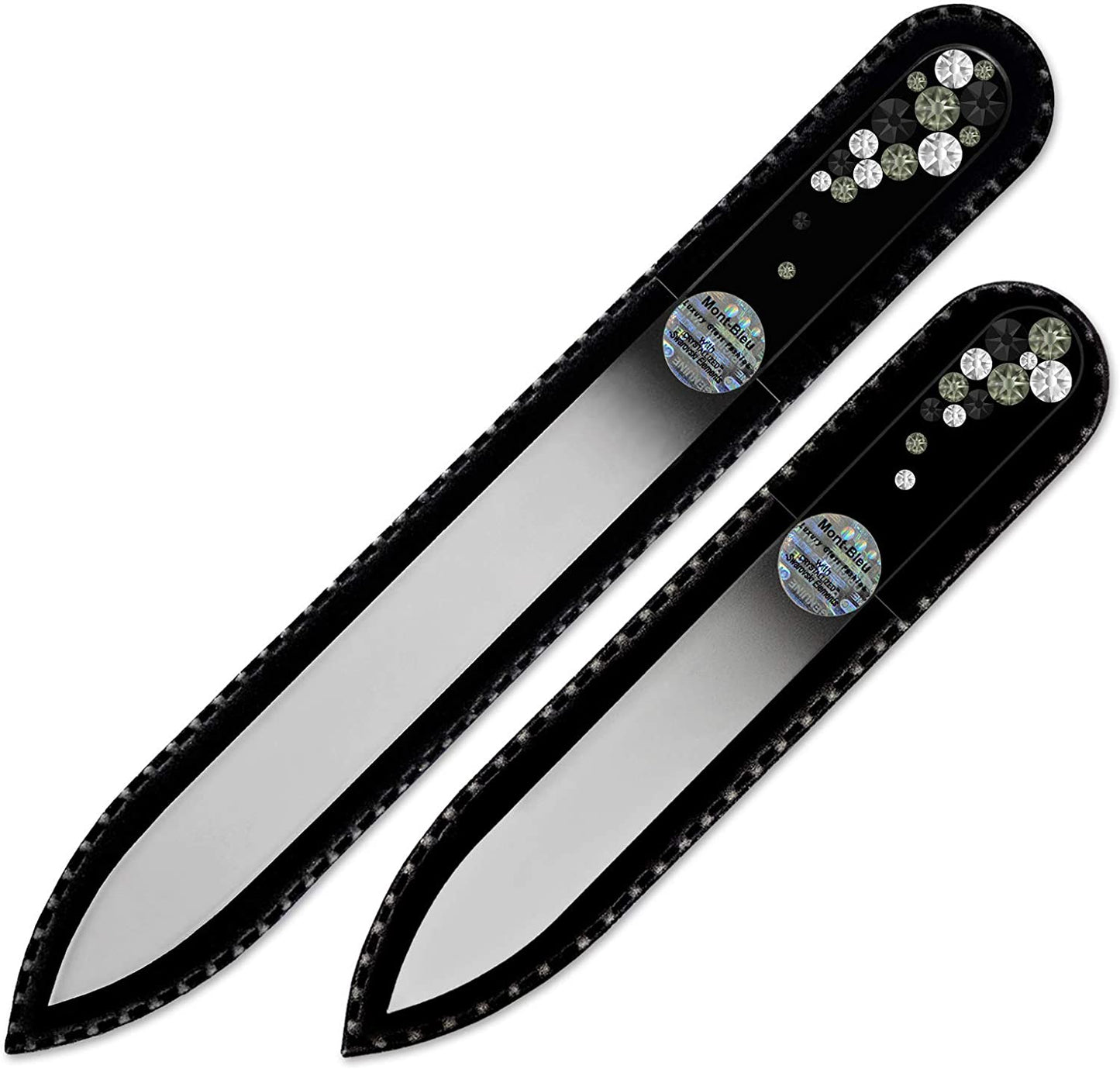 Best Gifts for Women - Mont Bleu Set of 2 Glass Nail Files Hand Decorated with Crystals - Handmade Gifts - Nail Filer Kit - Excellent Nail Filing Tools - Washable Nail Files Health & Beauty > Personal Care > Cosmetics > Cosmetic Tools > Nail Tools Mont Bleu Black Diamond