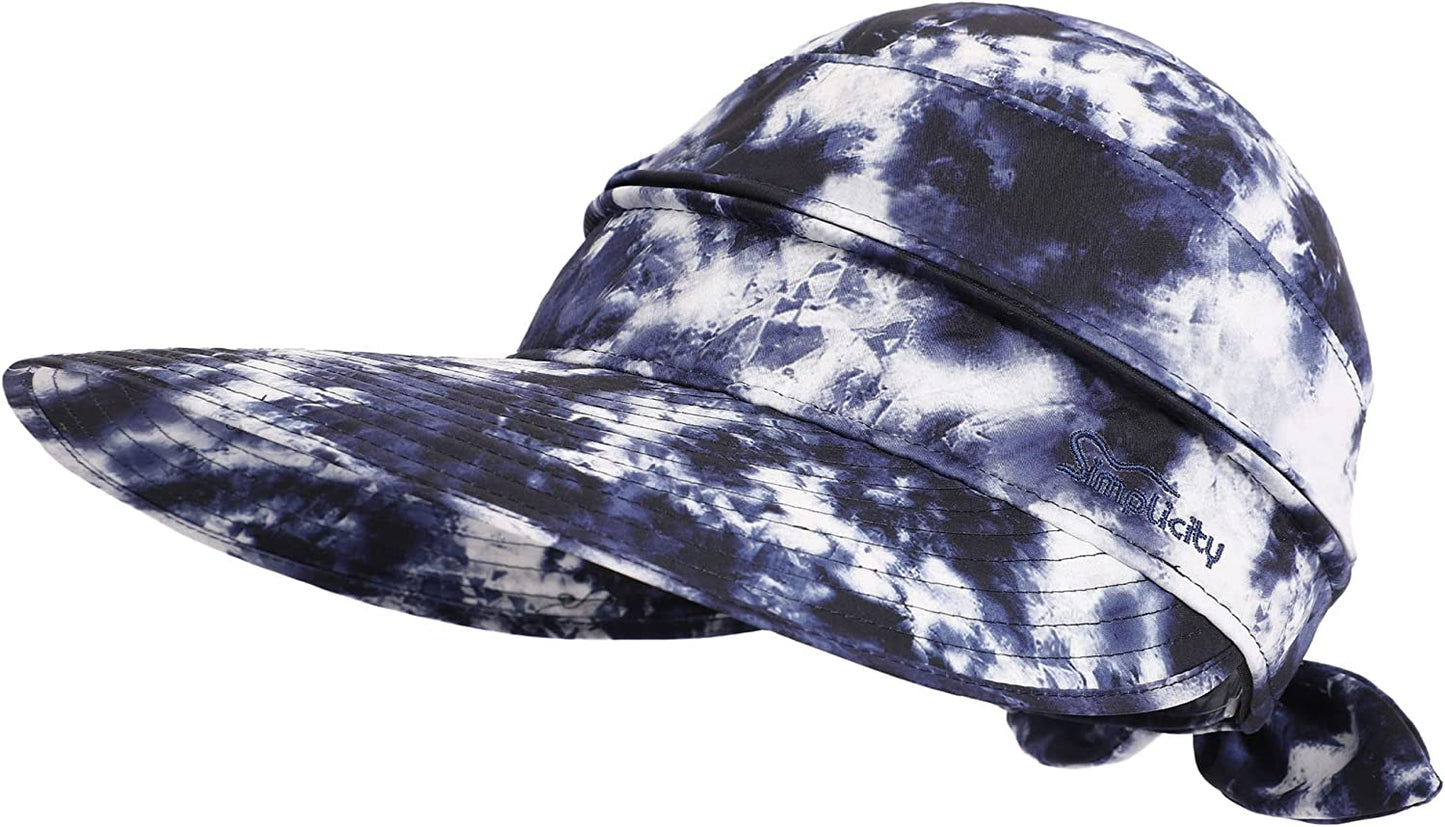 Simplicity Hats for Women UPF 50+ UV Sun Protective Convertible Beach Visor Hat Apparel & Accessories > Clothing Accessories > Hats Simplicity White Black Dark Blue One Size