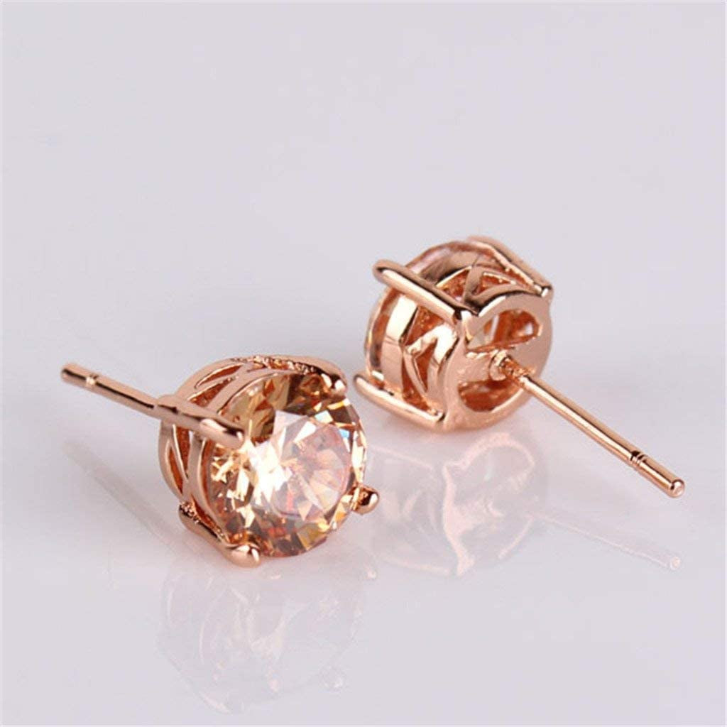 GULICX Rose Gold Tone Yellow Crystal Royal Journey Jewelry Eternity Stud Earring Apparel & Accessories > Jewelry > Earrings Gelei Jewelry Co., Ltd.