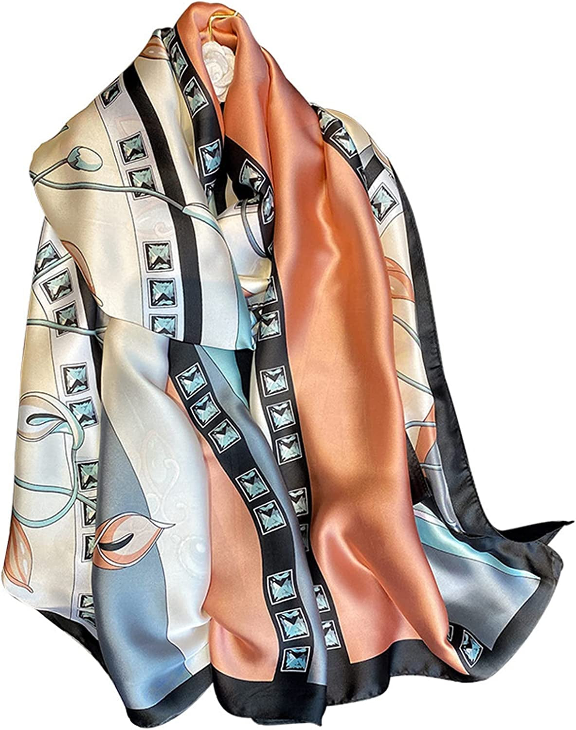 Fashion Scarves 100% Silk Felling Scarf Long Lightweight Sunscreen Shawls Wrap for Women Hair Scarves Apparel & Accessories > Clothing Accessories > Scarves & Shawls Aufeel Modern Stylish