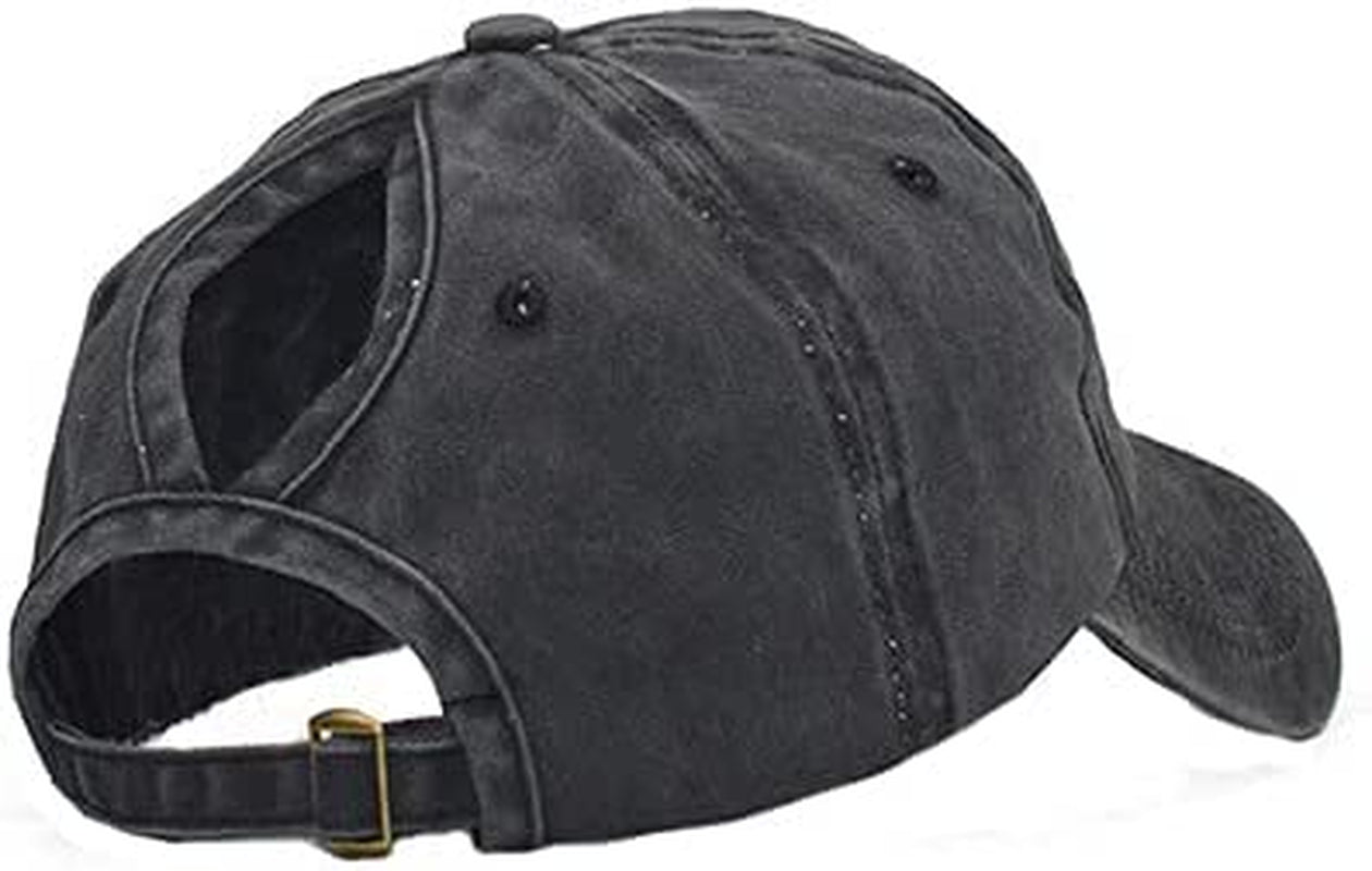 Eohak Ponytail Baseball Hat Distressed Retro Washed Womens Twill Apparel & Accessories > Clothing Accessories > Hats KYLIE MAX