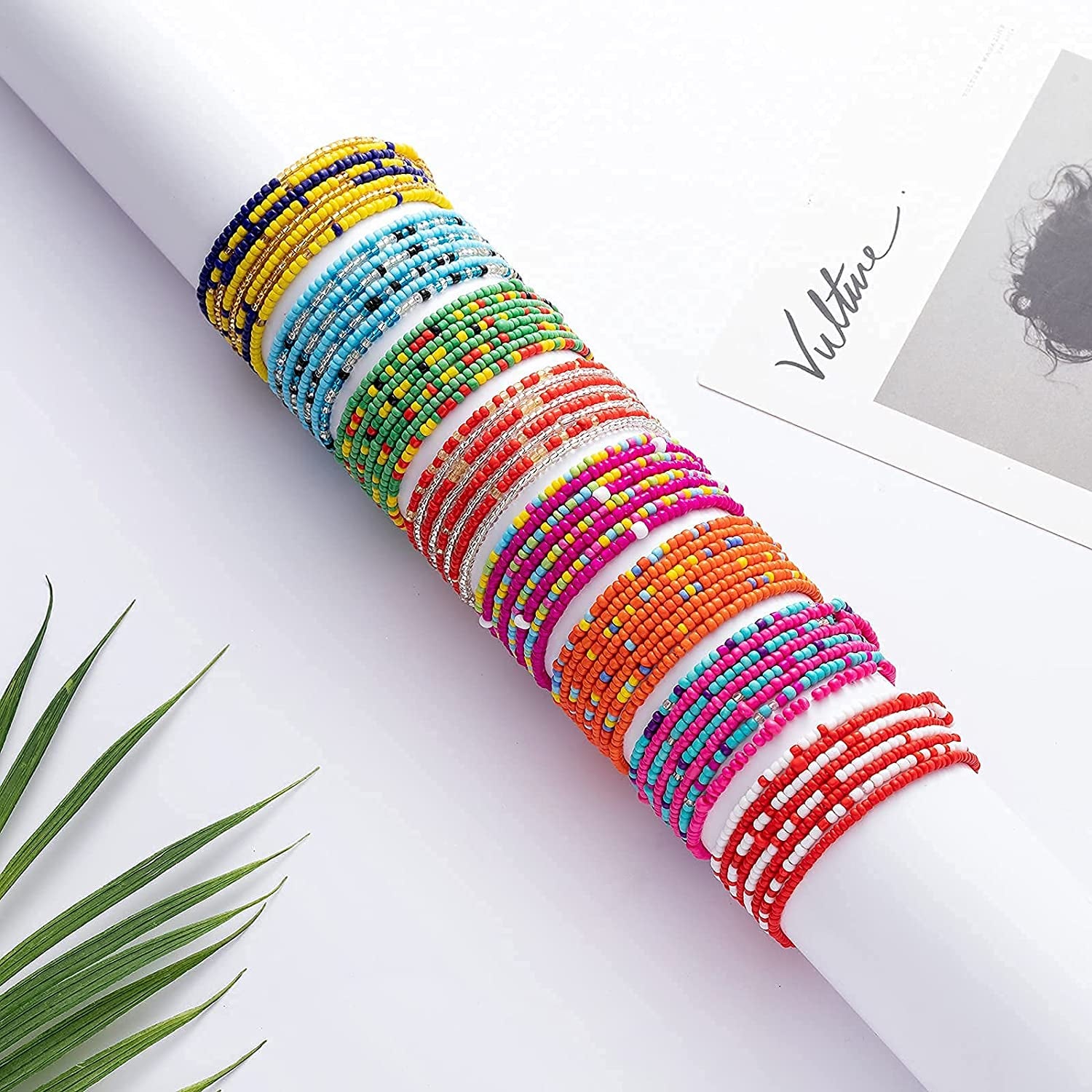 TOSGMY 32Pcs Colorful Waist Beads for Women Girls Belly Chain Body Jewelry Set Waist Chain Summer Bikini Body Chain Apparel & Accessories > Jewelry > Body Jewelry TOSGMY