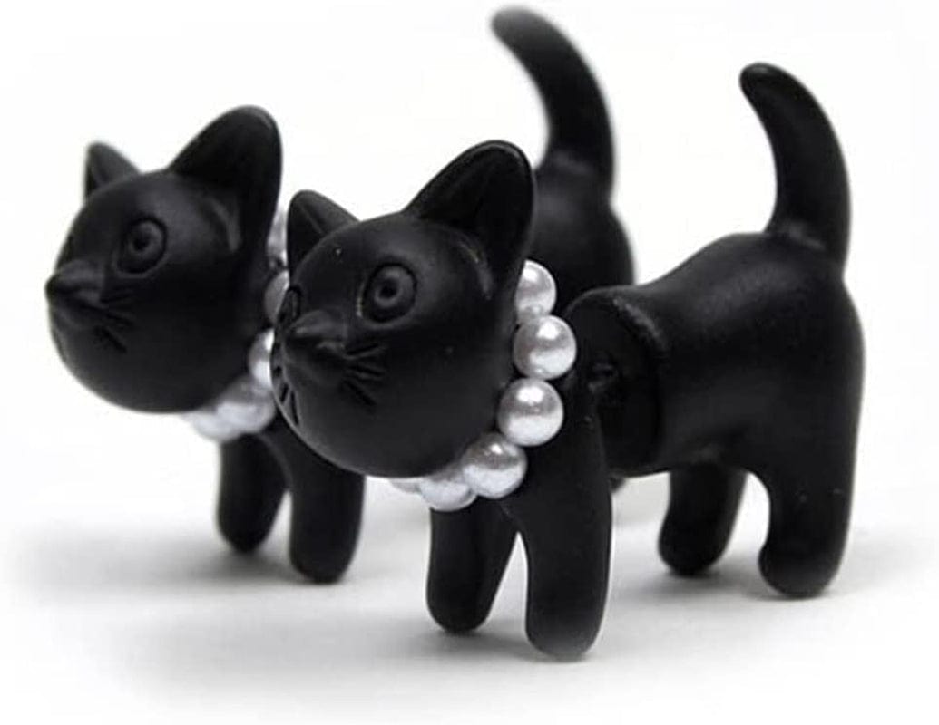 3D Stud for Women Stud Ear Cat Earrings Anniversary Birthday Dangle Vintage for Girls Animal Stud Cute Earrings Cat for Women, Black, One Size