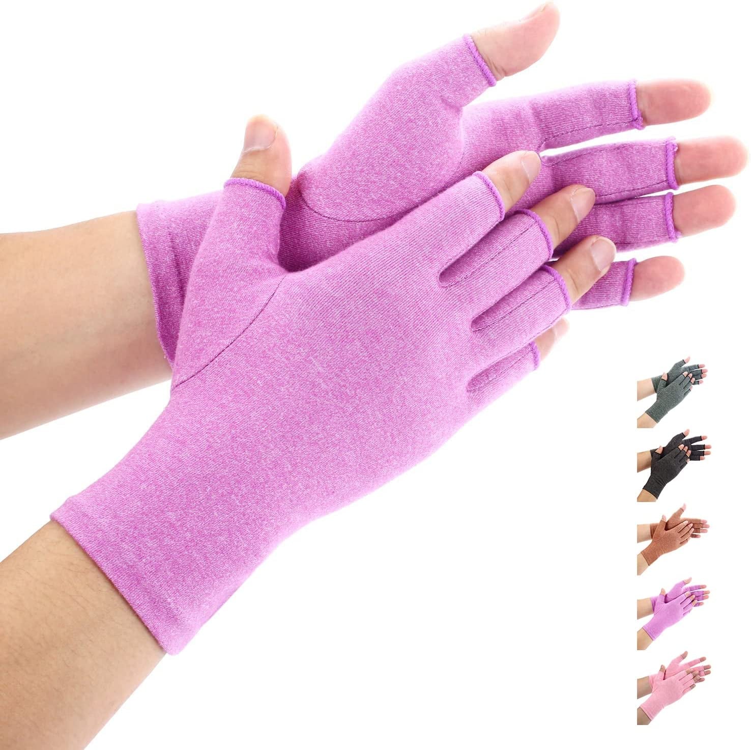Duerer Arthritis Compression Gloves Women Men for RSI, Carpal Tunnel, Rheumatiod, Tendonitis, Fingerless Gloves for Computer Typing and Dailywork (Black, M) Apparel & Accessories > Clothing Accessories > Gloves & Mittens Duerer Purple Medium (1 Pair)